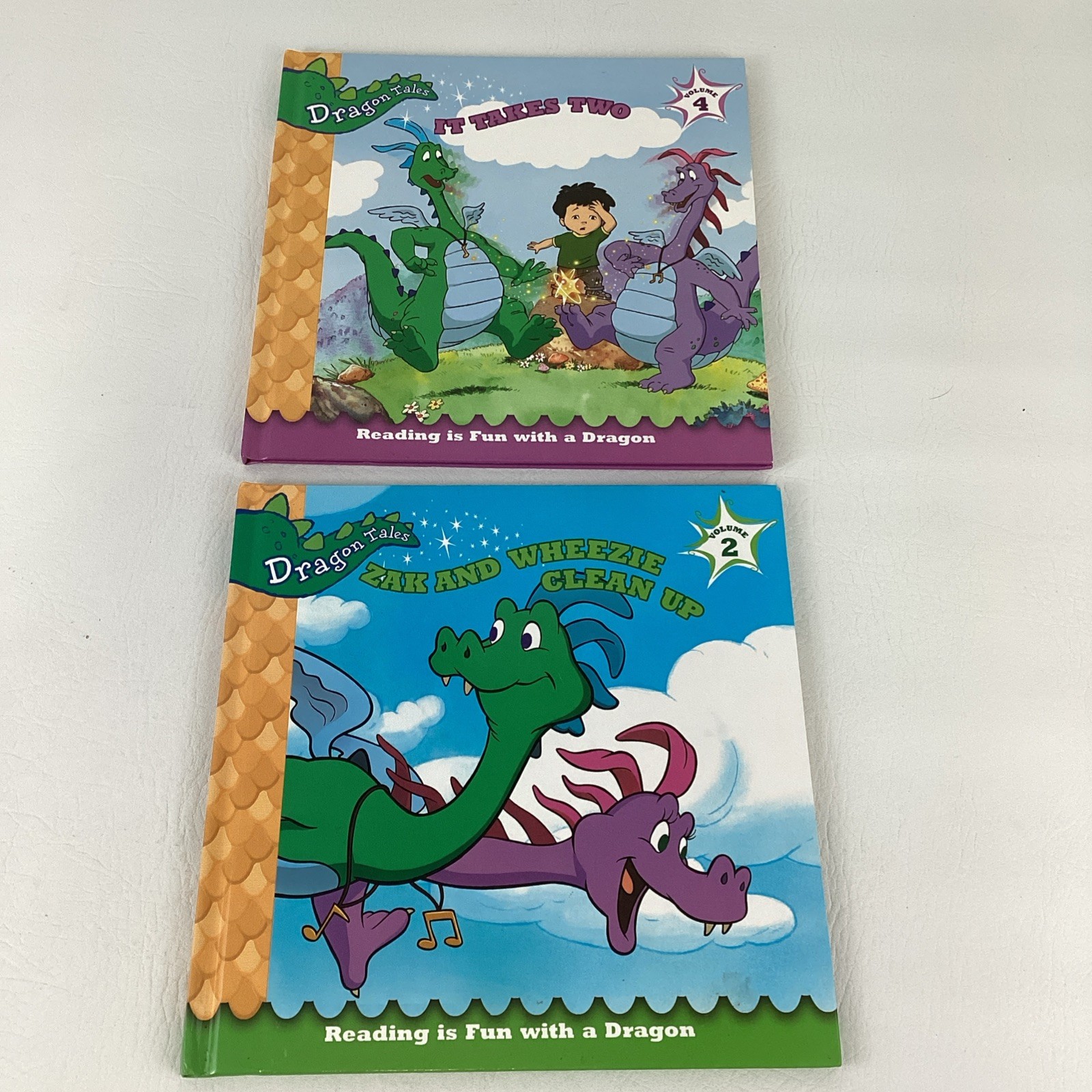 Dragon Tales Hardcover Books Zak Wheezie Clean Up It Takes Two Vintage 2004