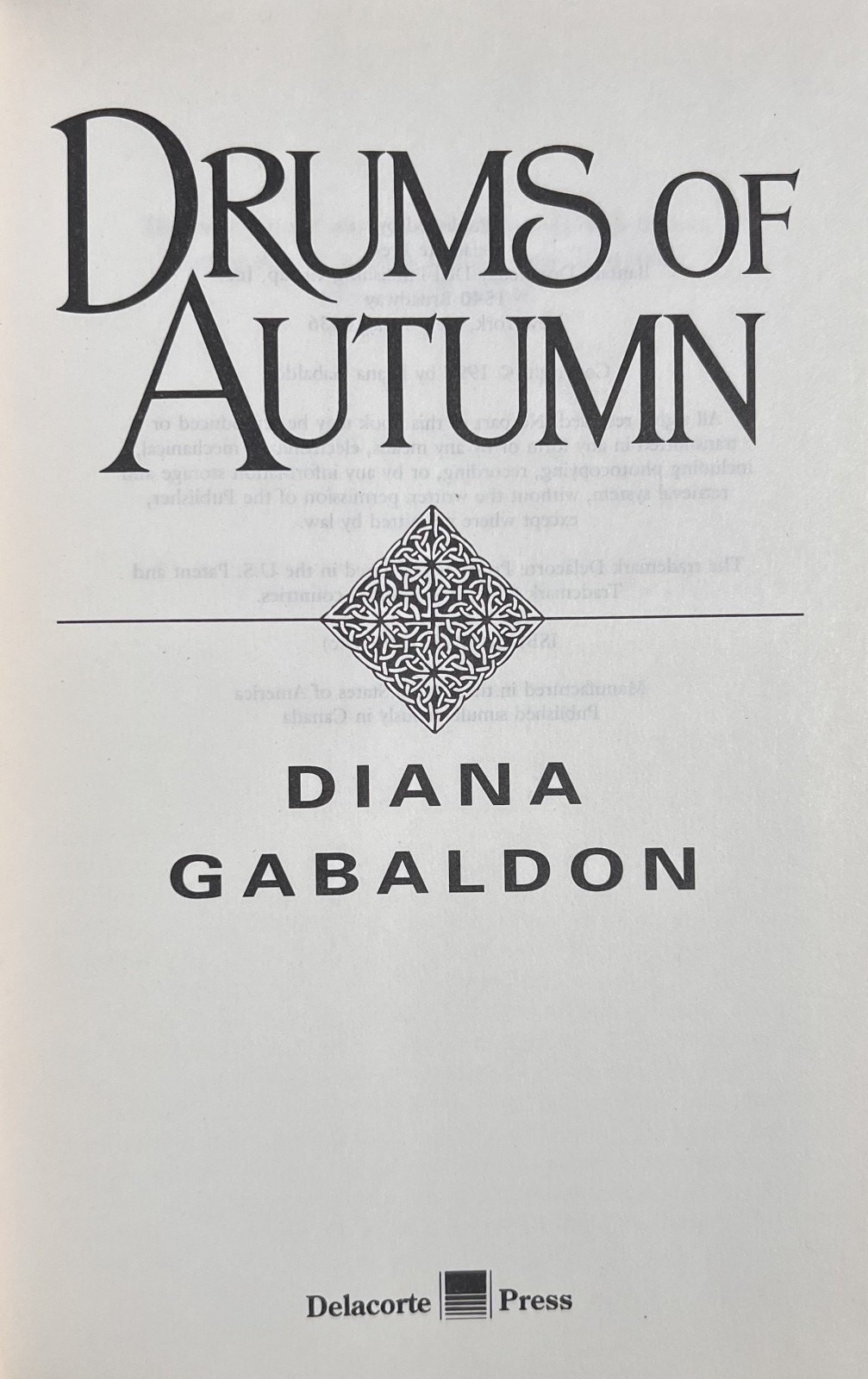 Outlander #4: DRUMS OF AUTUMN by Diana Gabaldon (1997, Hardcover) BCE