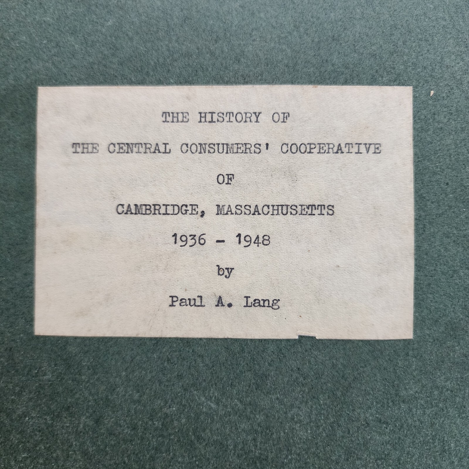 Original 1948 Harvard University Honors Thesis –Rare Harvard & Cambridge History