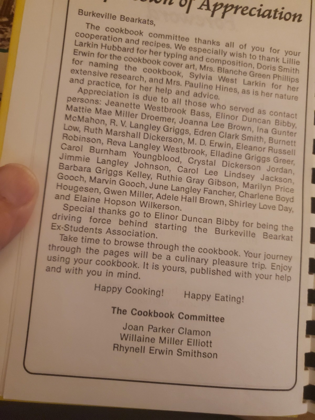 Burkeville High School 1993 Cookbook with 418 pages