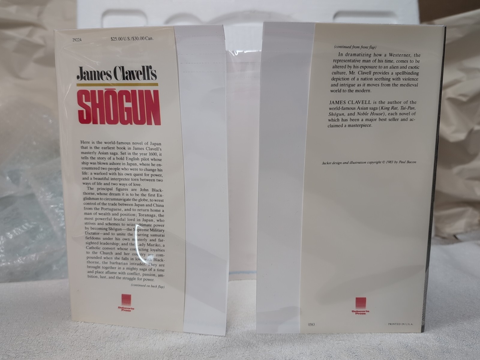 SHOGUN James Clavell (1983) Delacorte 1st Ed 4th Print FULL SIZE + Custom Mylar!
