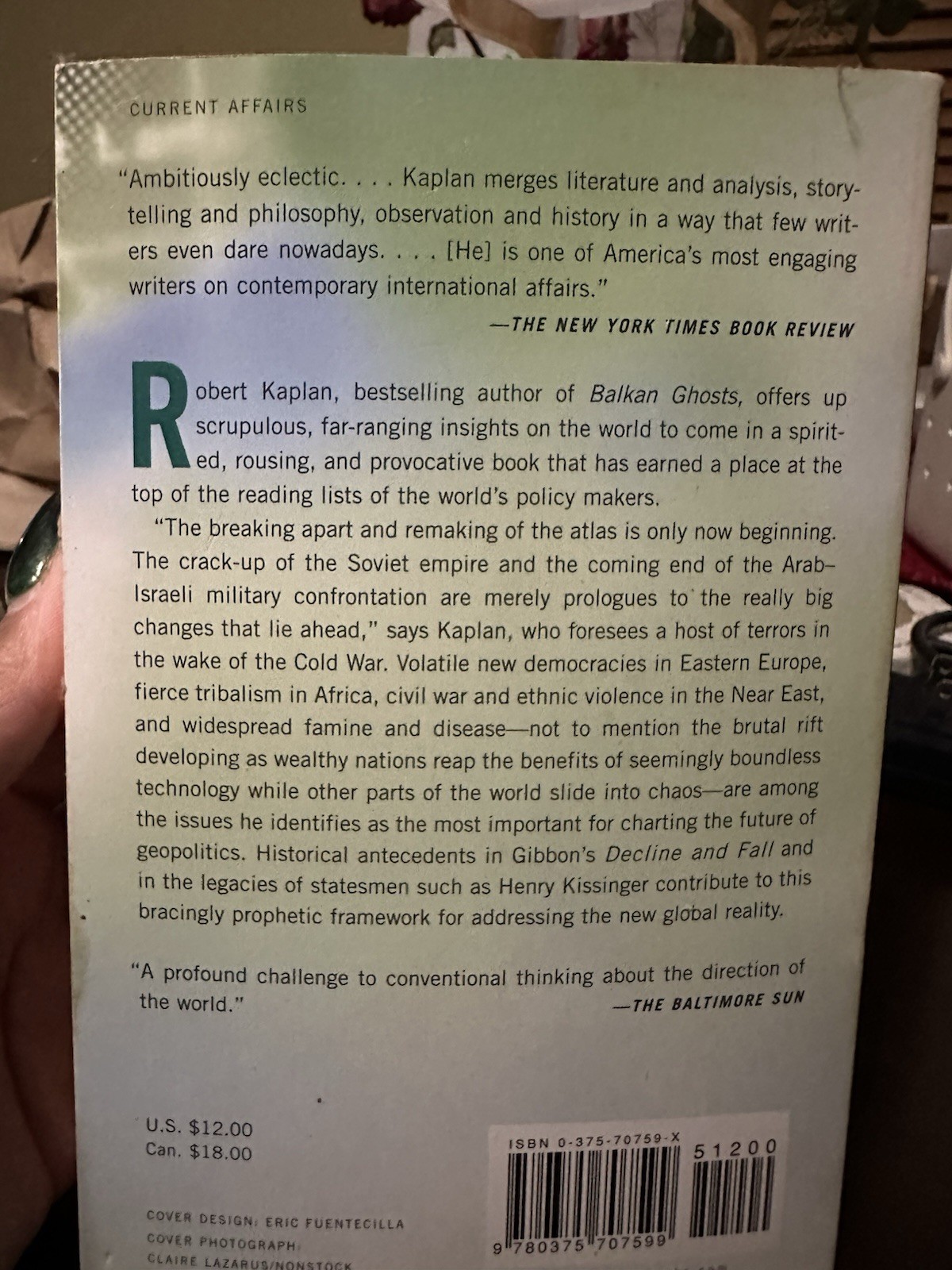 Robert D. Kaplan The Coming Anarchy Trade Paperback 2001 224p Political Sci