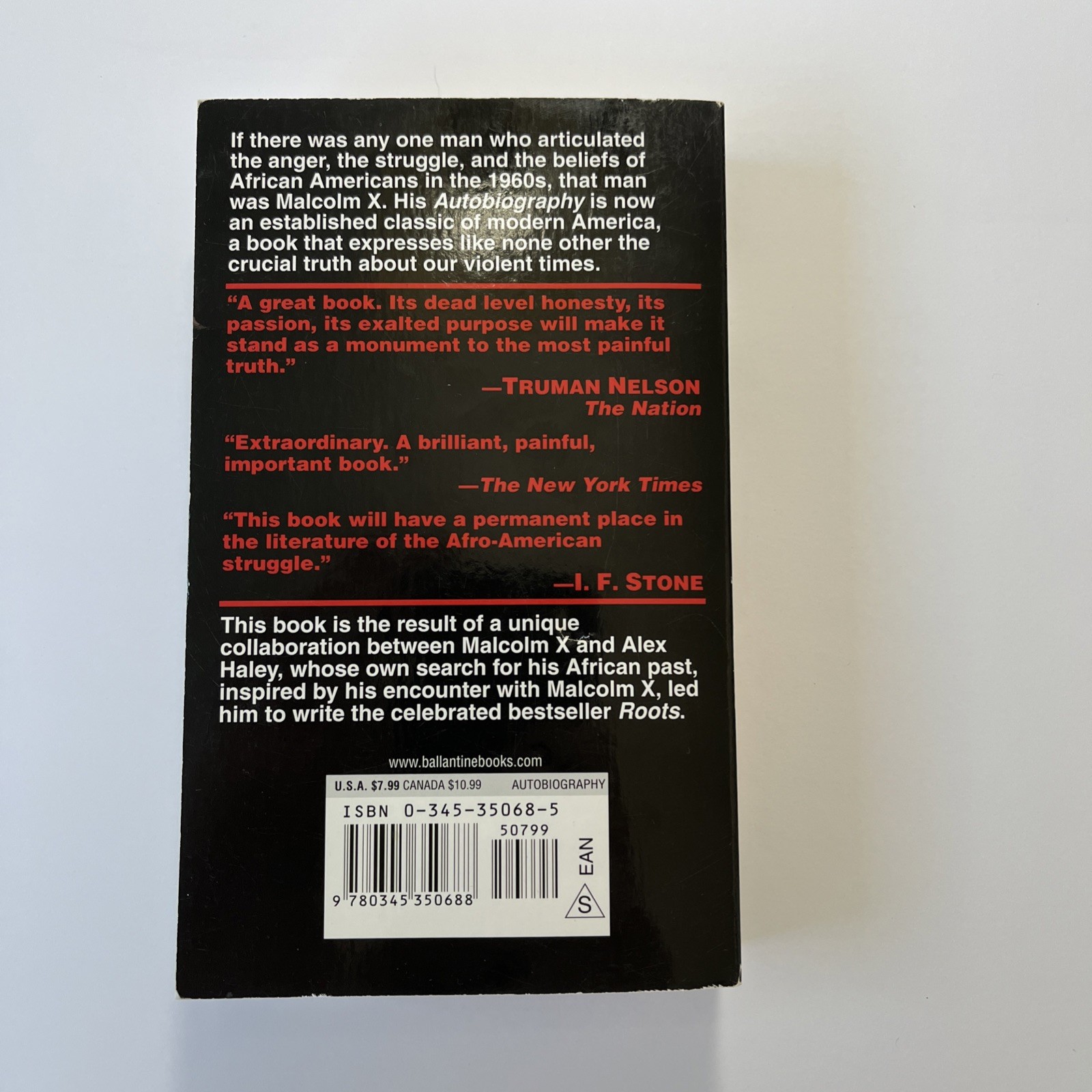 The Autobiography of Malcom x as Told to Alex Haley| PB| 1999| Acceptable