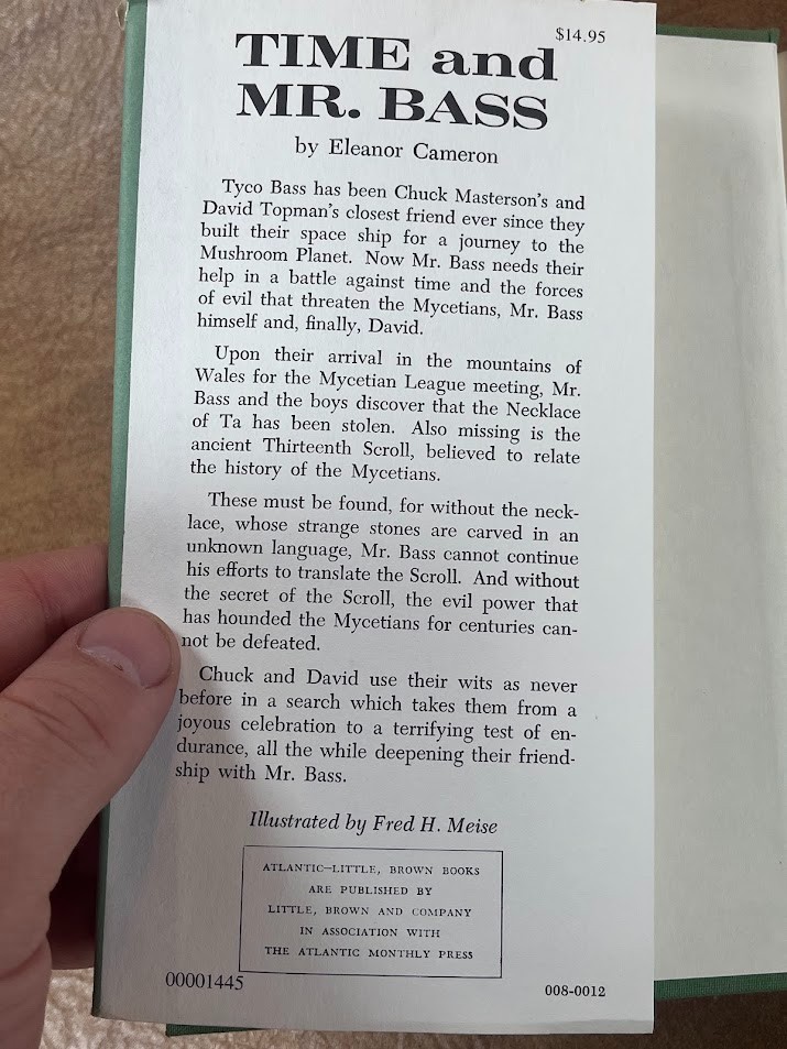 Time And Mr. Bass by Eleanor Cameron HC/DJ 1967 Mushroom Planet 8th Printing