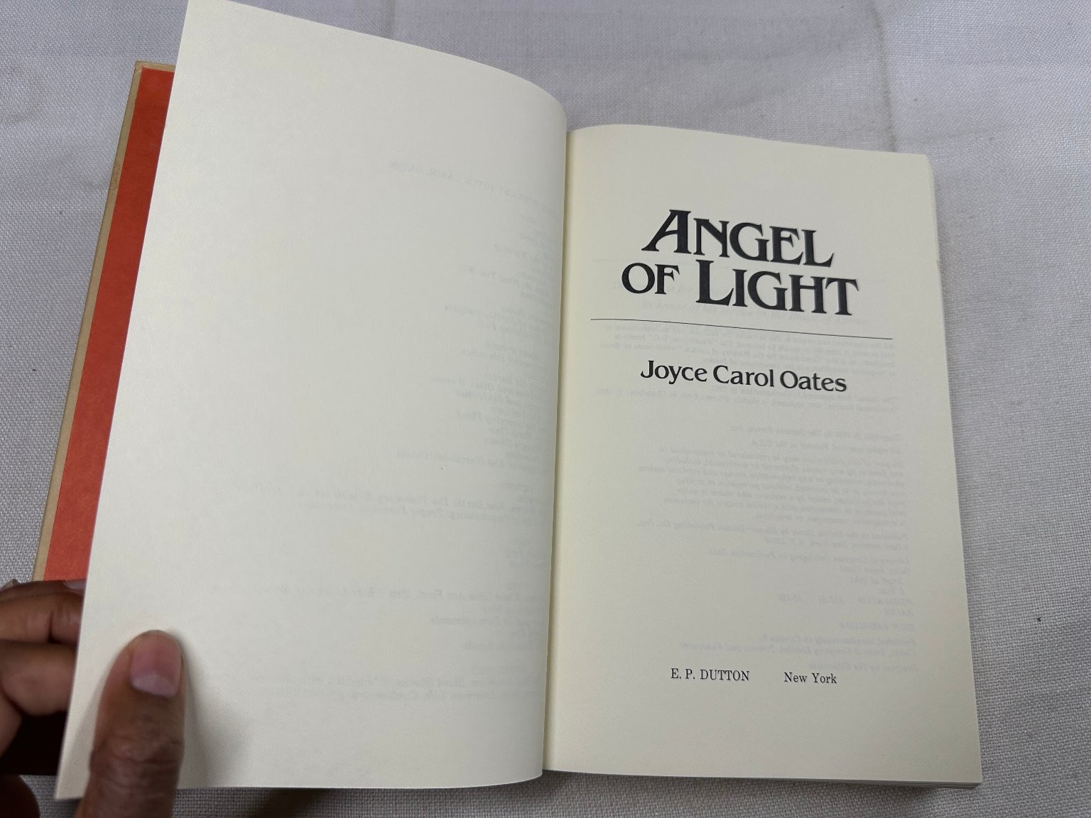 Angel of Light Joyce Carol Oates 1982 First Edition Novel E. P. Dutton