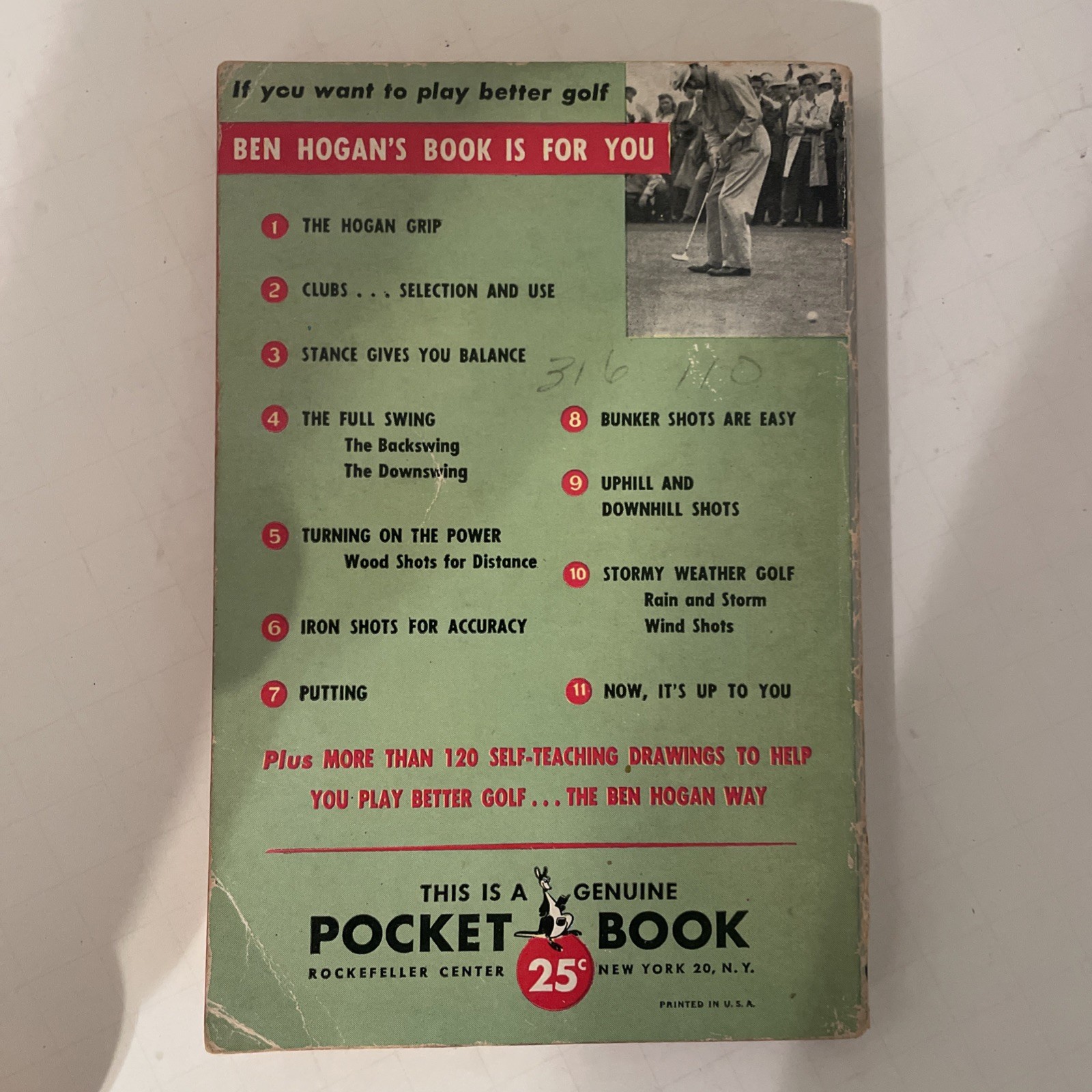 Ben Hogan’s Power Golf Pocket Book 120 Self-Teaching Drawings – 6th Print 1957