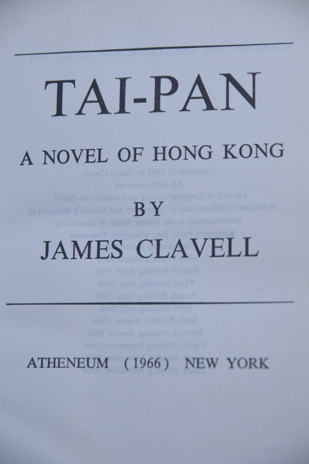 Tai-Pan by James Clavell -1978 -Hardcover W/ Dust Jacket- Good