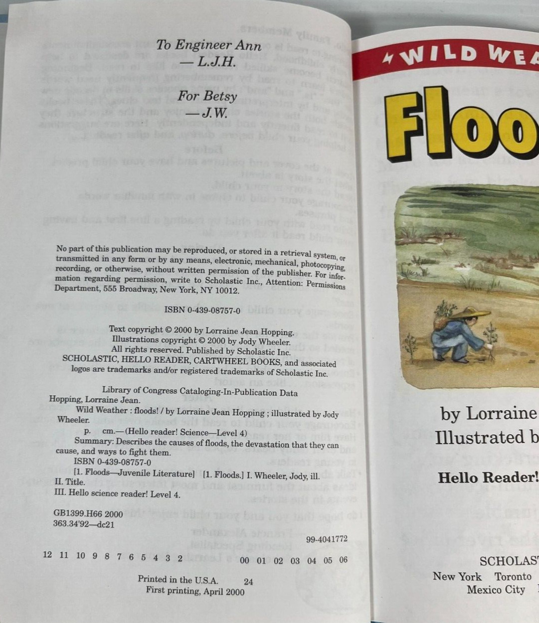 Wild Weather : Floods! by Lorraine Hopping Egan (2000, Prebound) 0606188932