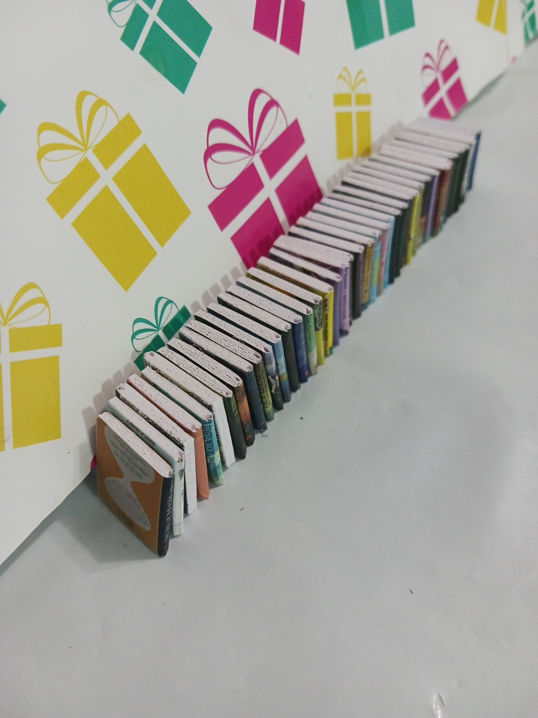 Doll house books 1:12 scale mini books 40 Cute tiny miniature book 3/4″ x 5/8″