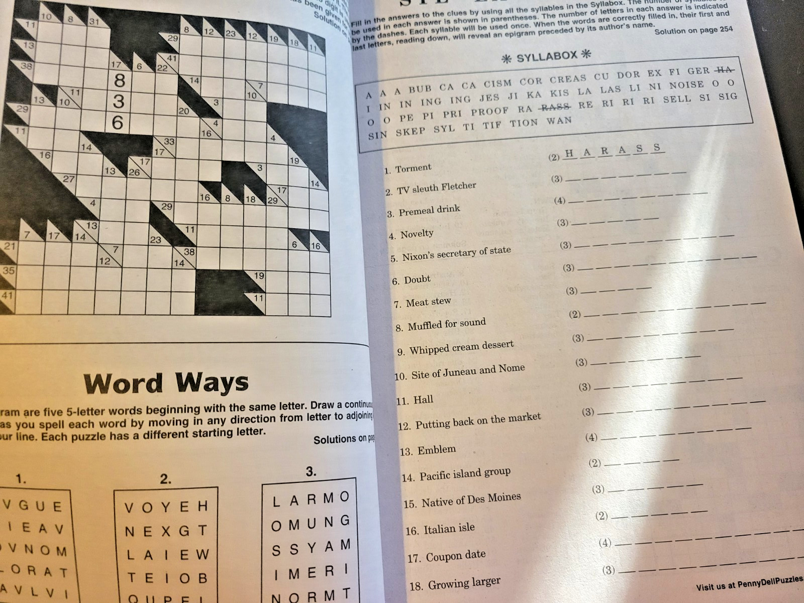 Lot of 2 Classic Variety Puzzles Plus Crosswords by Penny Press – Jumbo Specials