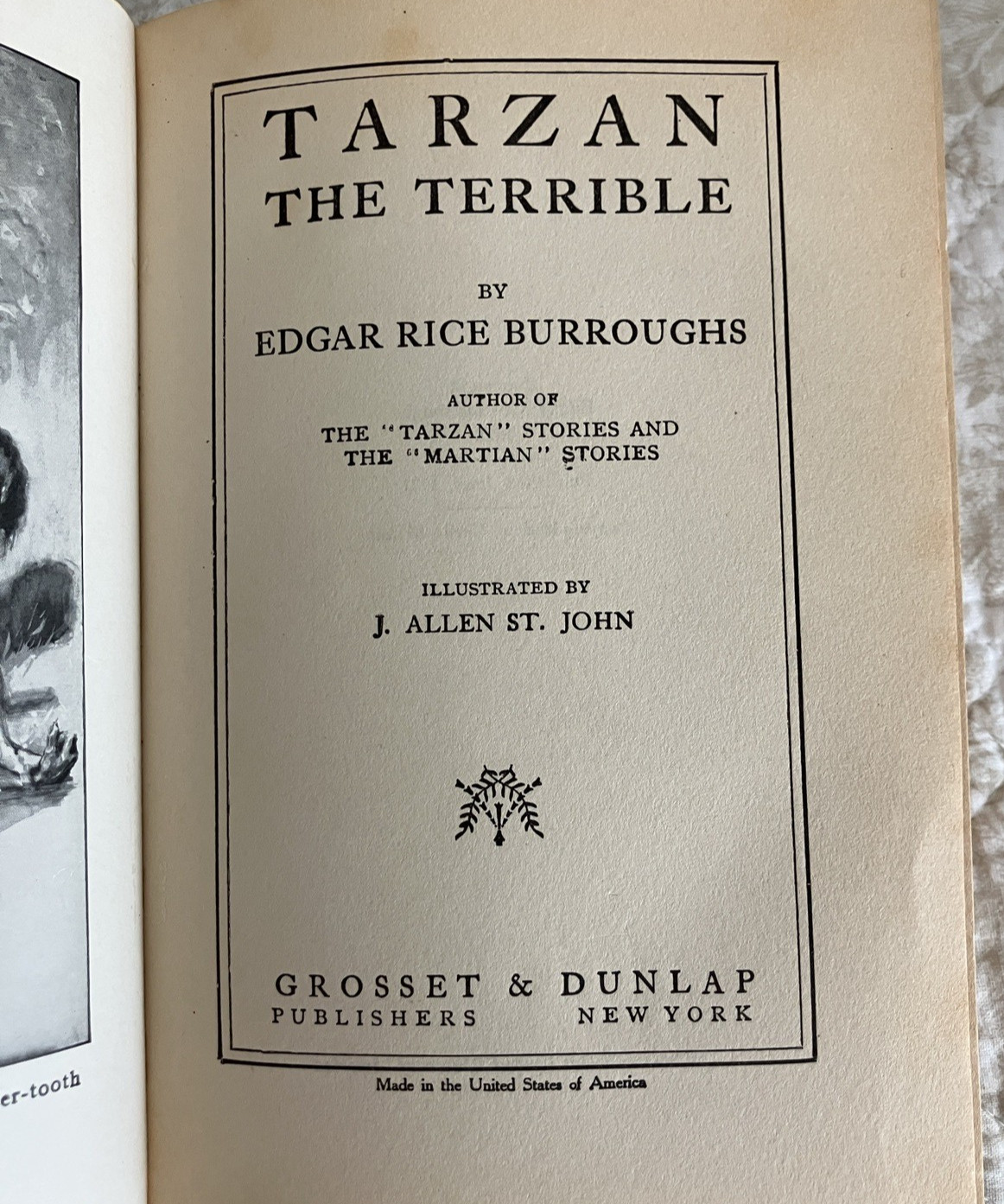 Edgar Rice Burroughs, TARZAN THE TERRIBLE, hardback book w/ DJ, Grosset & Dunlap