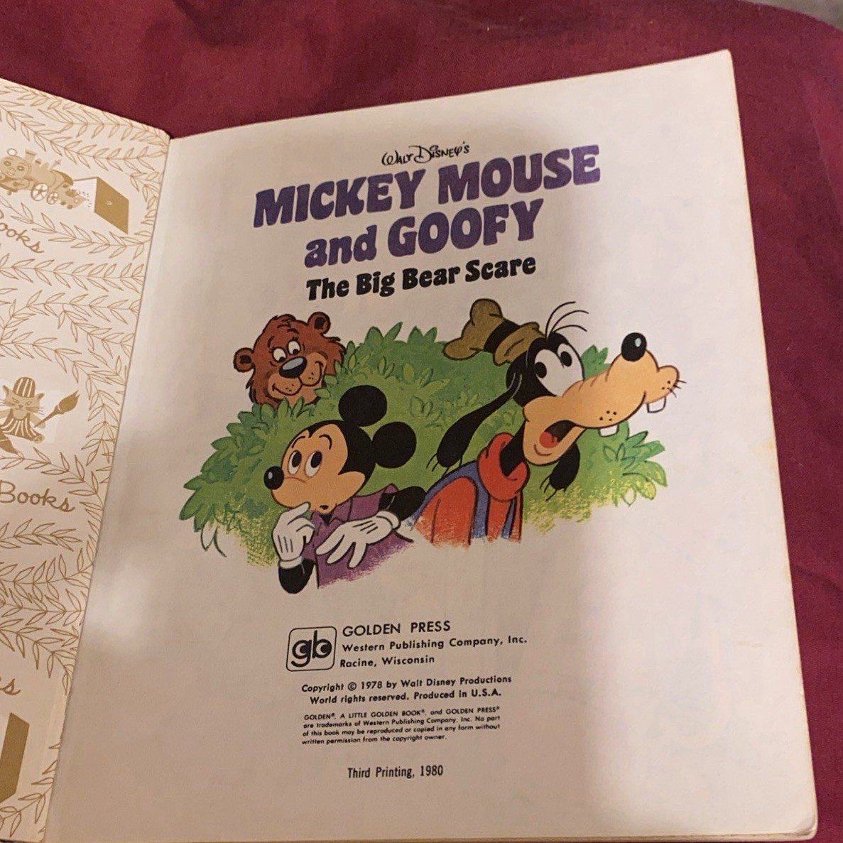 A Little Golden Book Mickey Mouse And Goofy The Big Bear Scare Vintage 1978