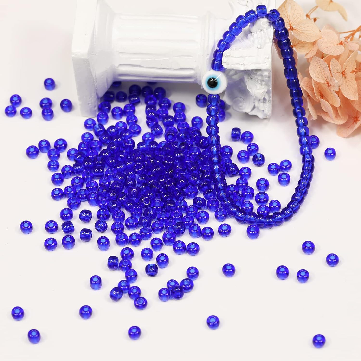Transparent Royal Blue Color 4mm Seed Beads About 1200pcs/100Grams in Bag, 6/0 G