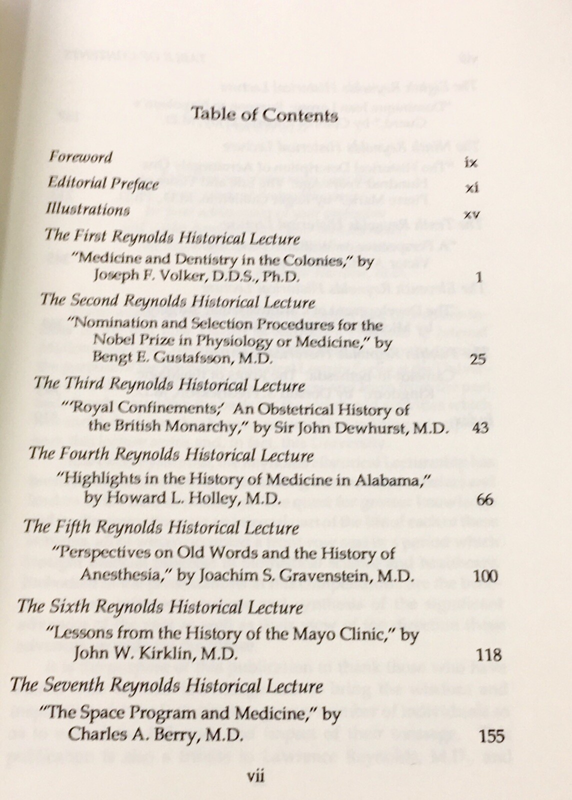 The Reynolds Historical Lectures 1980 – 1991 (Hardcover) UAB Medical Lectures