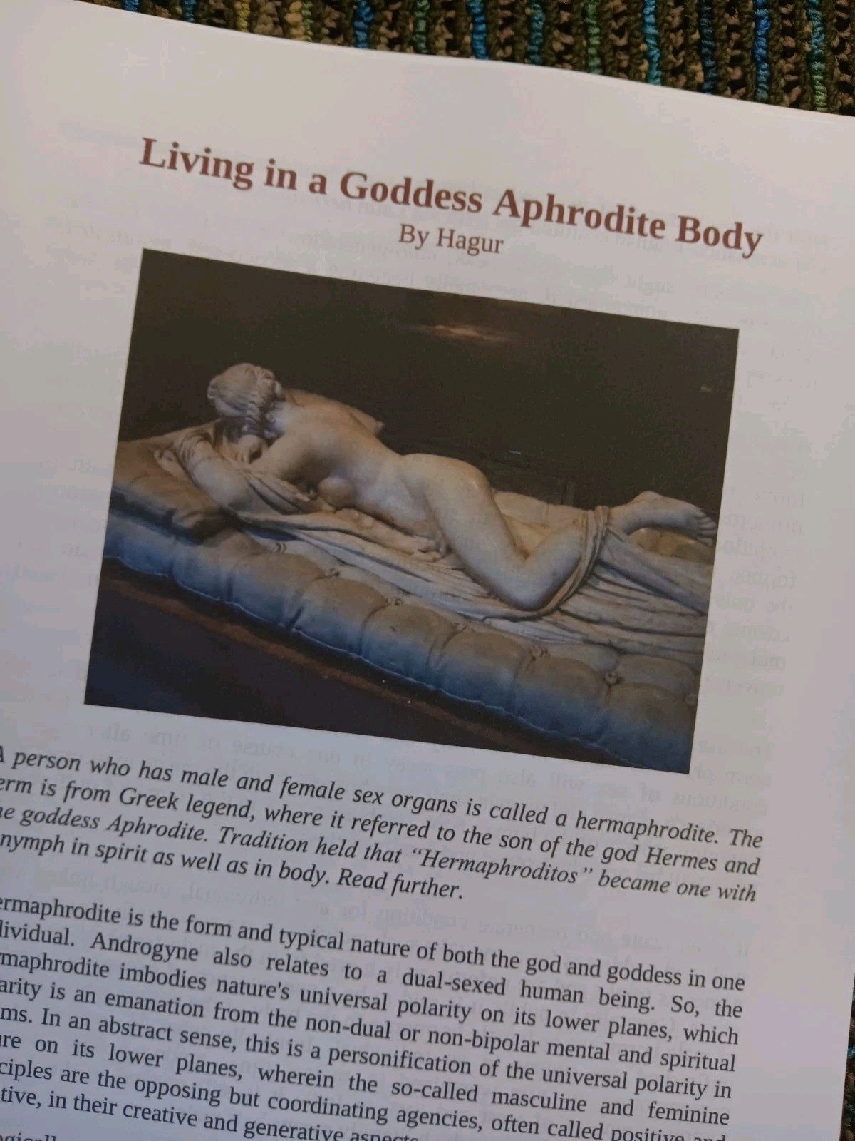 Magister Hagur Goddess Aphrodite Intersex order of nine angles Satanism ONA/O9a
