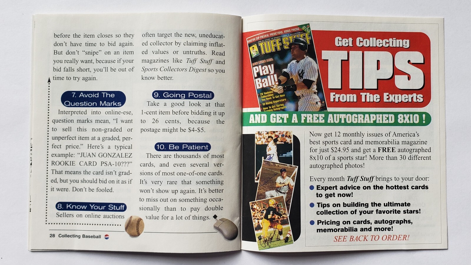 Vintage 2001 Pepsi Collecting Baseball Cards Booklet Magazine Comic MLB Mint
