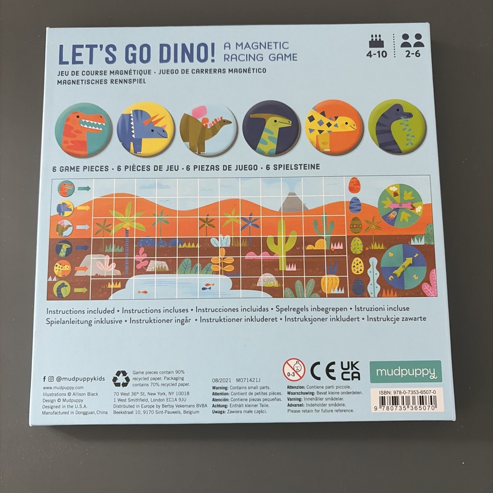 Let’s Go, Dinos! Prehistoric Racing Magnetic Board Travel Game By Mudpuppy EUC