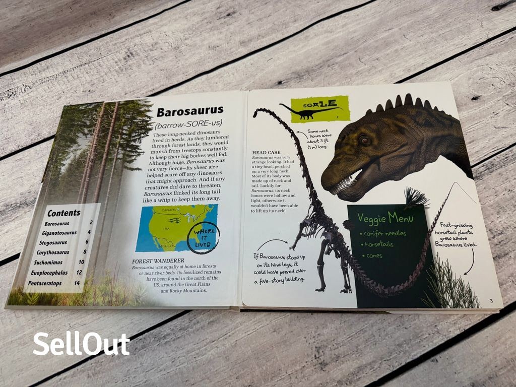 Amazing Giant Dinosaurs Interactive Children’s Book Ages 4-8 Hardcover