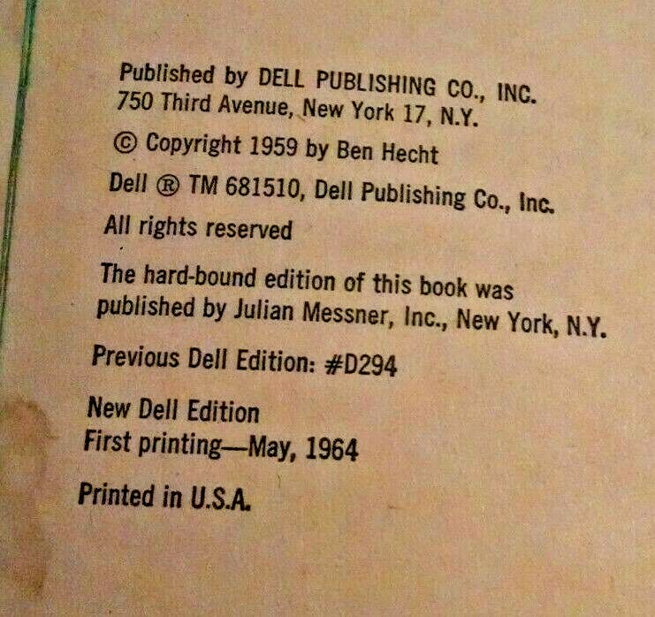 SENSUALISTS BY BEN HECHT DELL 7736 1ST MAY 1964 HUSBAND WIFE OTHER WOMAN PB.