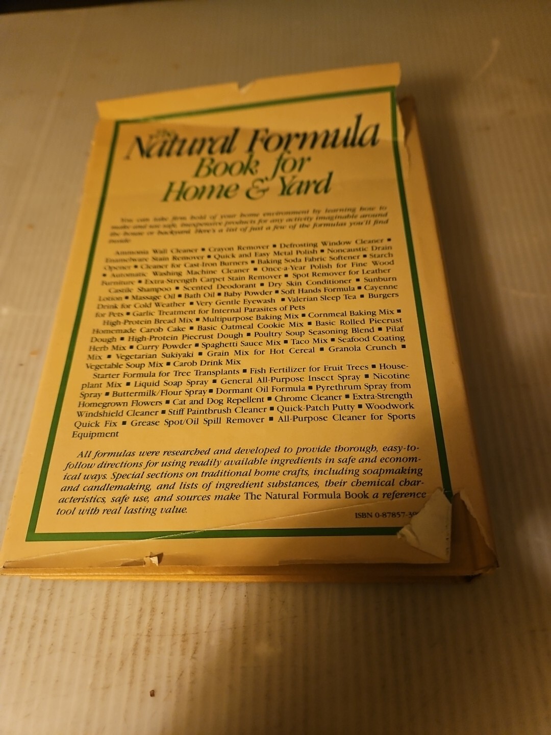 Vintage 1982, “The Natural Formula Book For Home & Yard” Hardcover Book