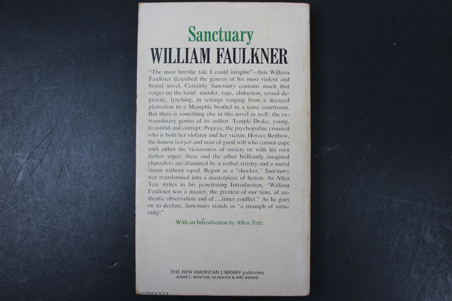 Sanctuary William Faulkner 1968 Signet Modern Classic Paperback Novel PB