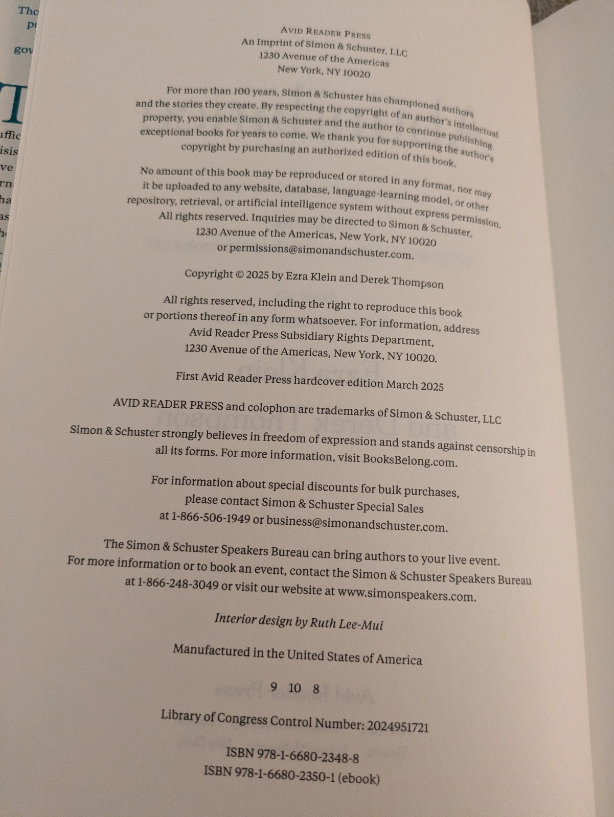 Abundance | Ezra Klein & Derek Thompson | 2025 Hardcover | LIBERALISM!