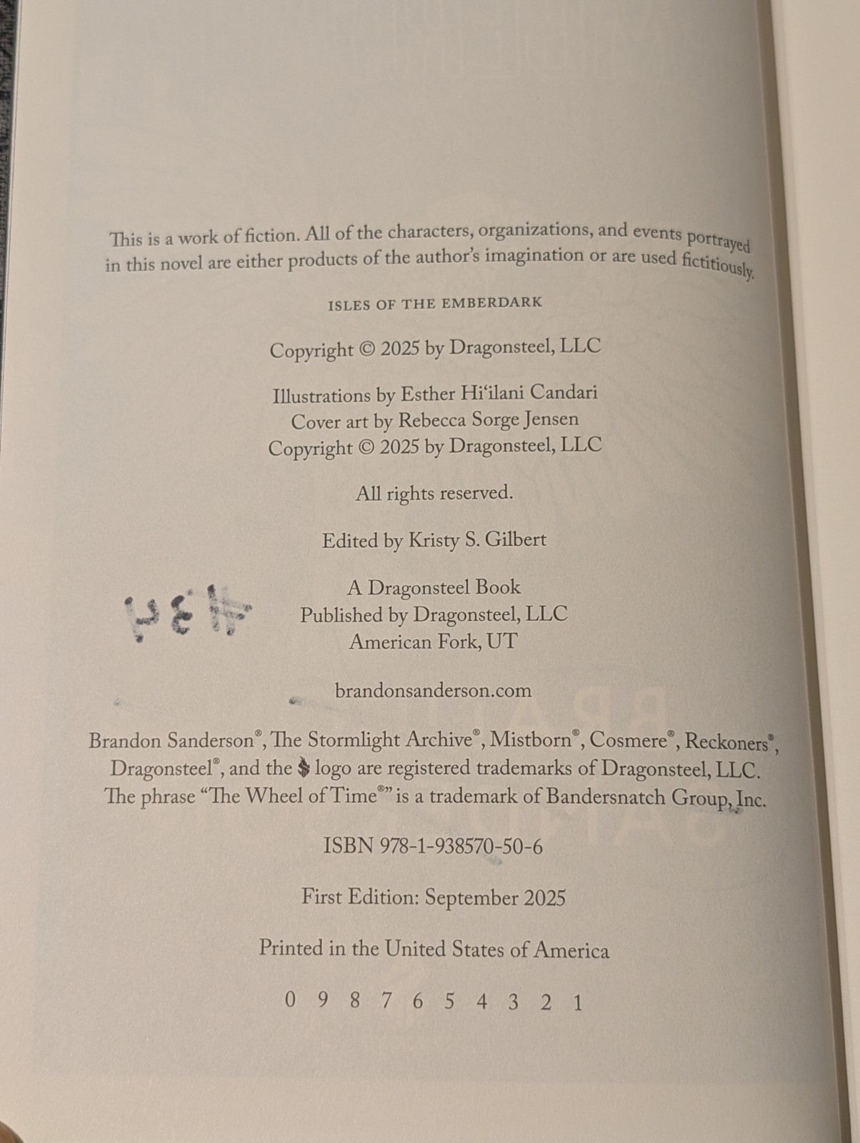 Isles of the Emberdark Signed And Numbered #34 by Brandon Sanderson