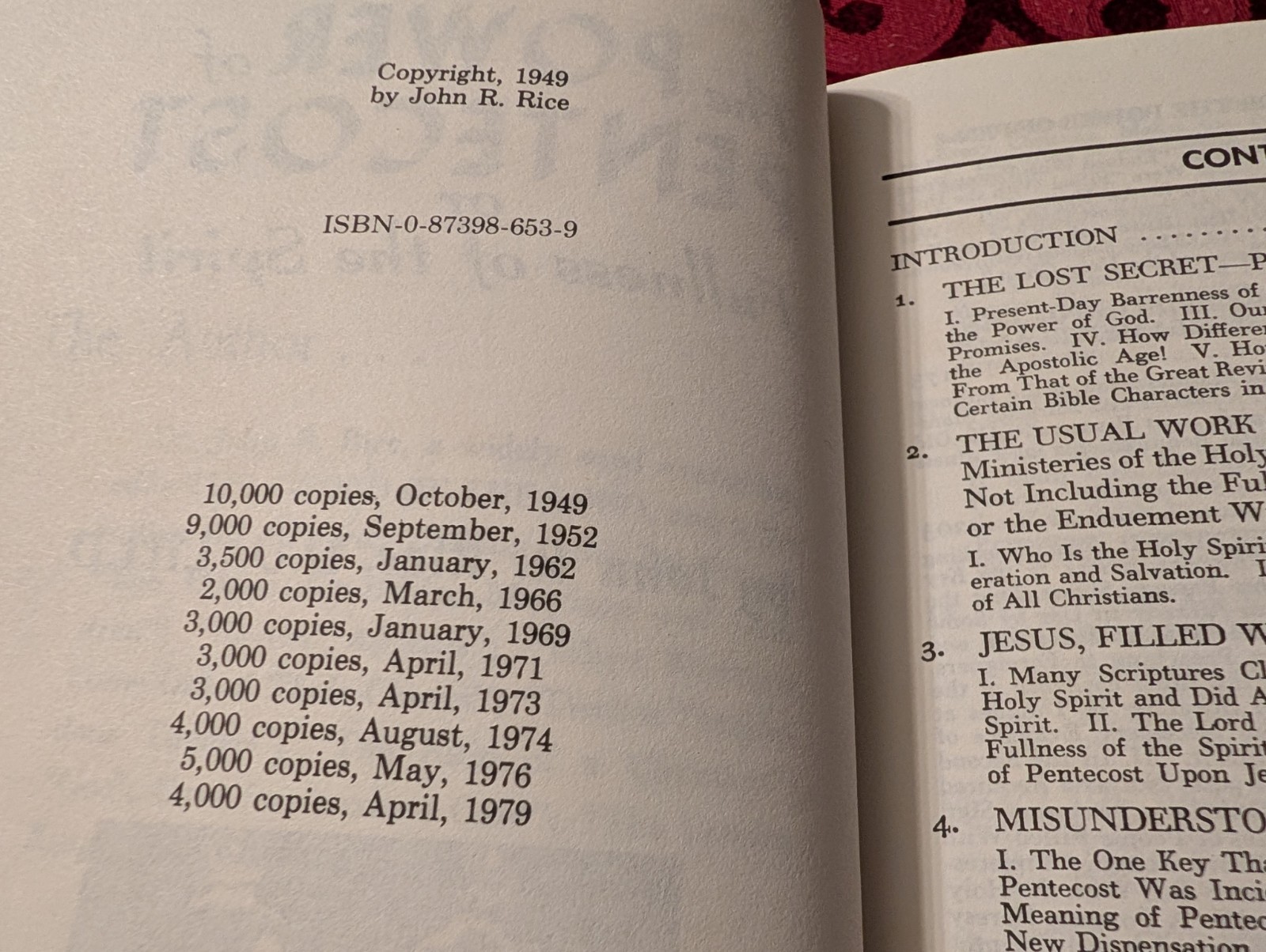 THE POWER OF PENTECOST By John R. Rice – Hardcover & Dust Jacket