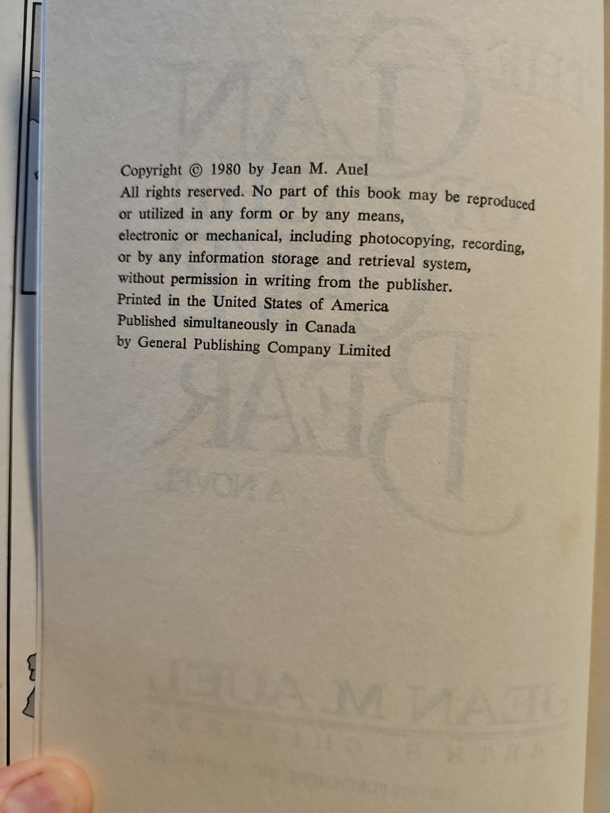 Clan Of The Cave Bear Jean M. Auel, First Edition, First Print HC, Vintage 1980