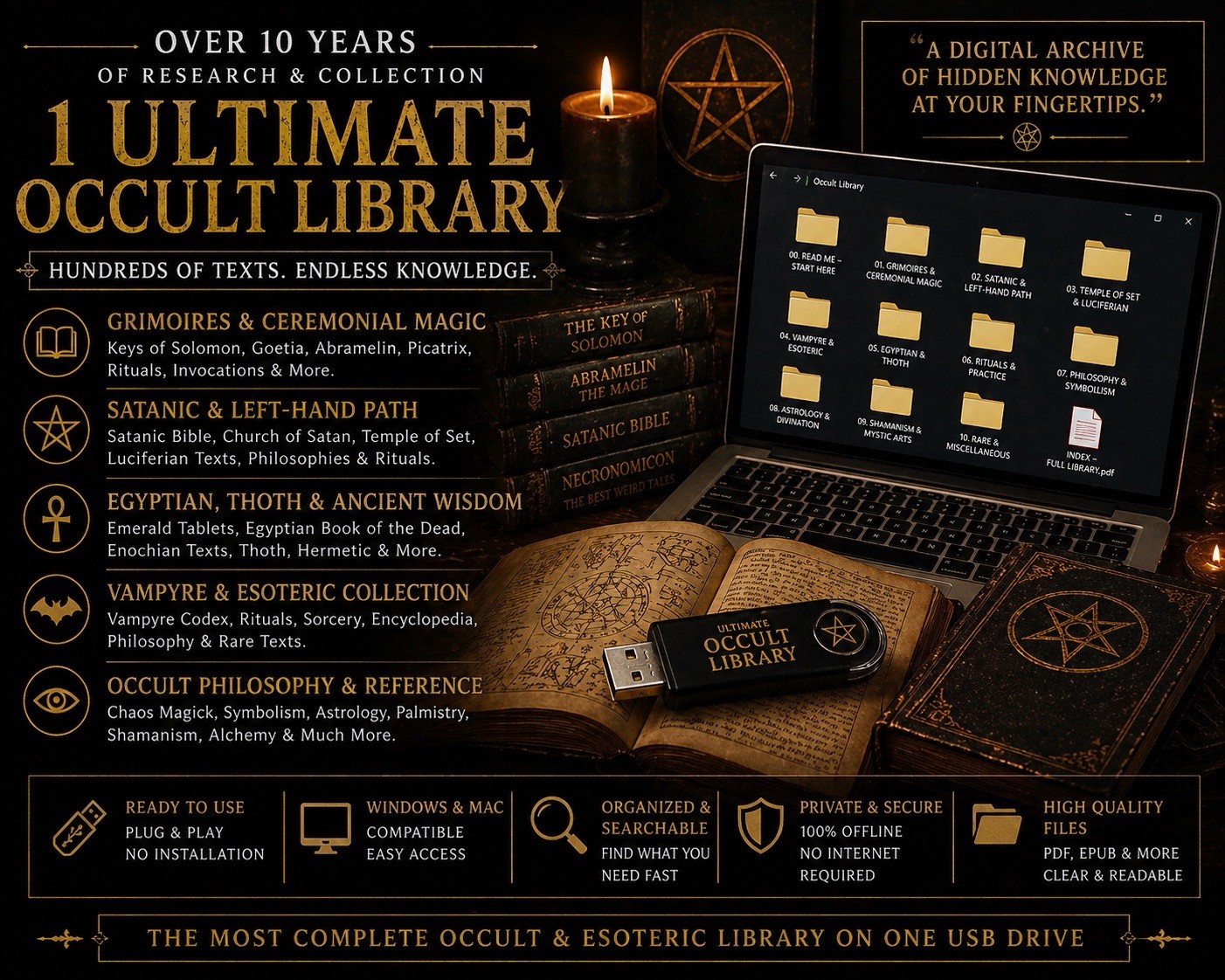 Ultimate Occult Library USB Drive – Grimoires & Esoteric Archive – 200+ Books