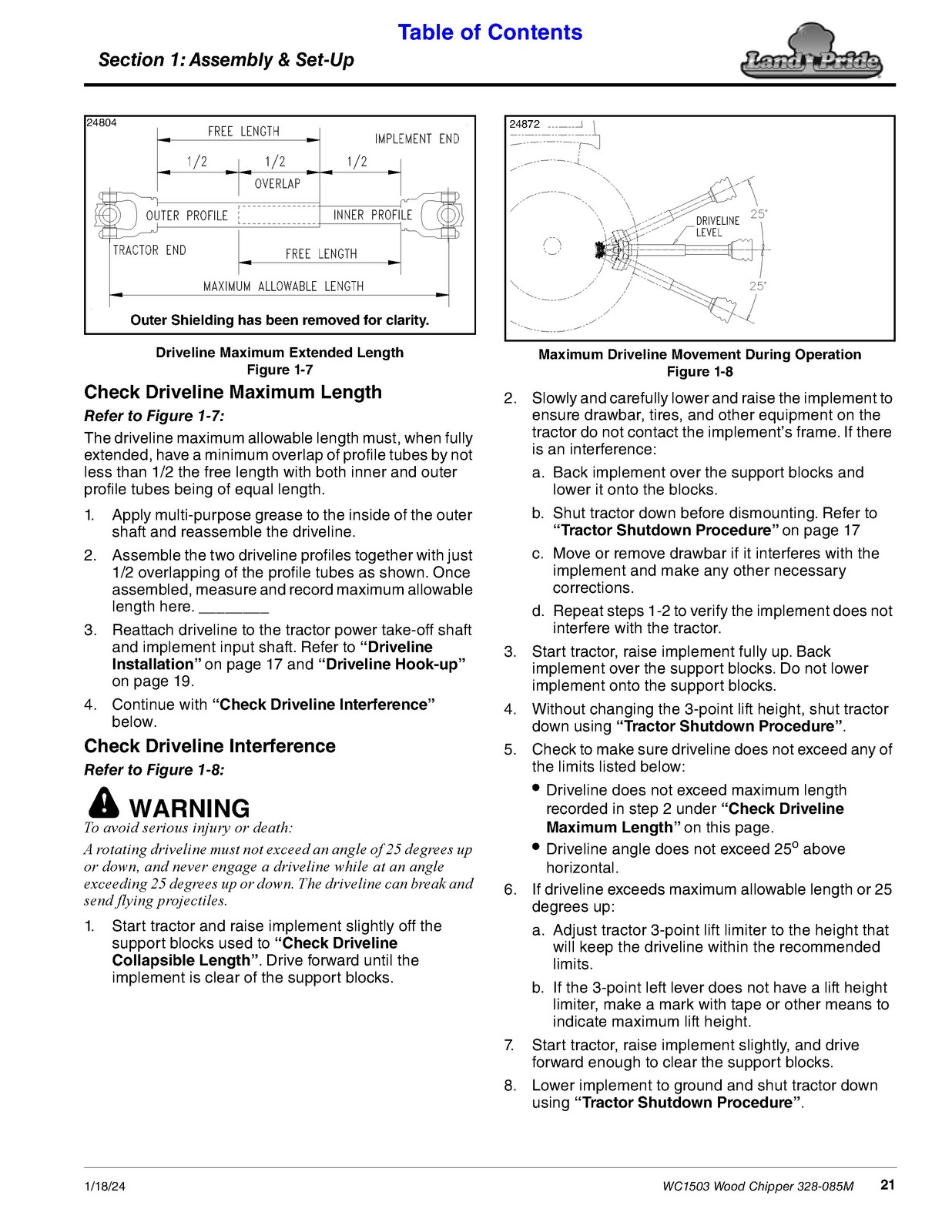 LAND PRIDE WC1503 Wood Chippers Operators Manual – WIRE BOUND – TOUGH COVERS