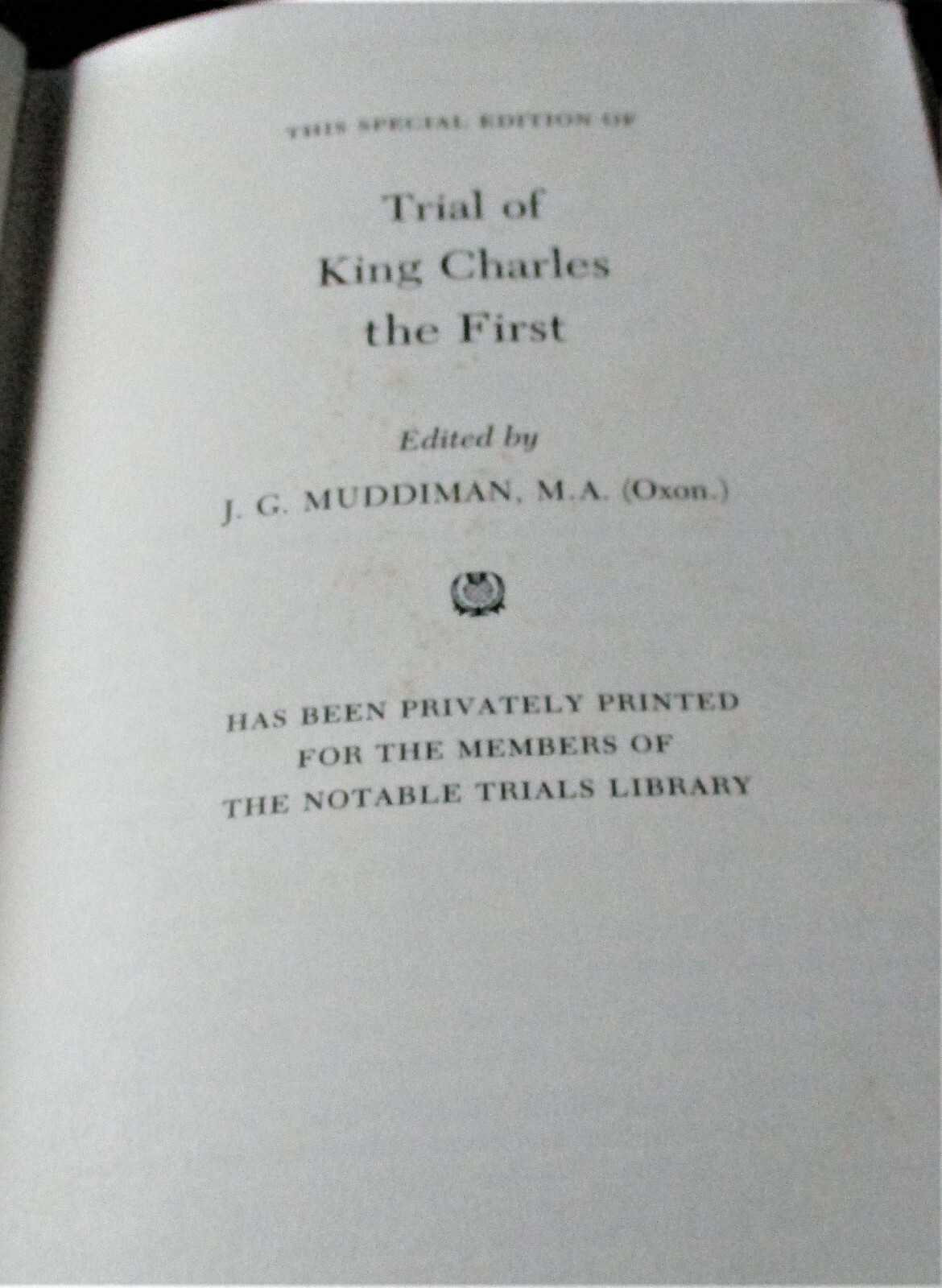 TRIAL OF KING CHARLES I Muddiman Qrtr Leather Notable Trials 1990 Legal History