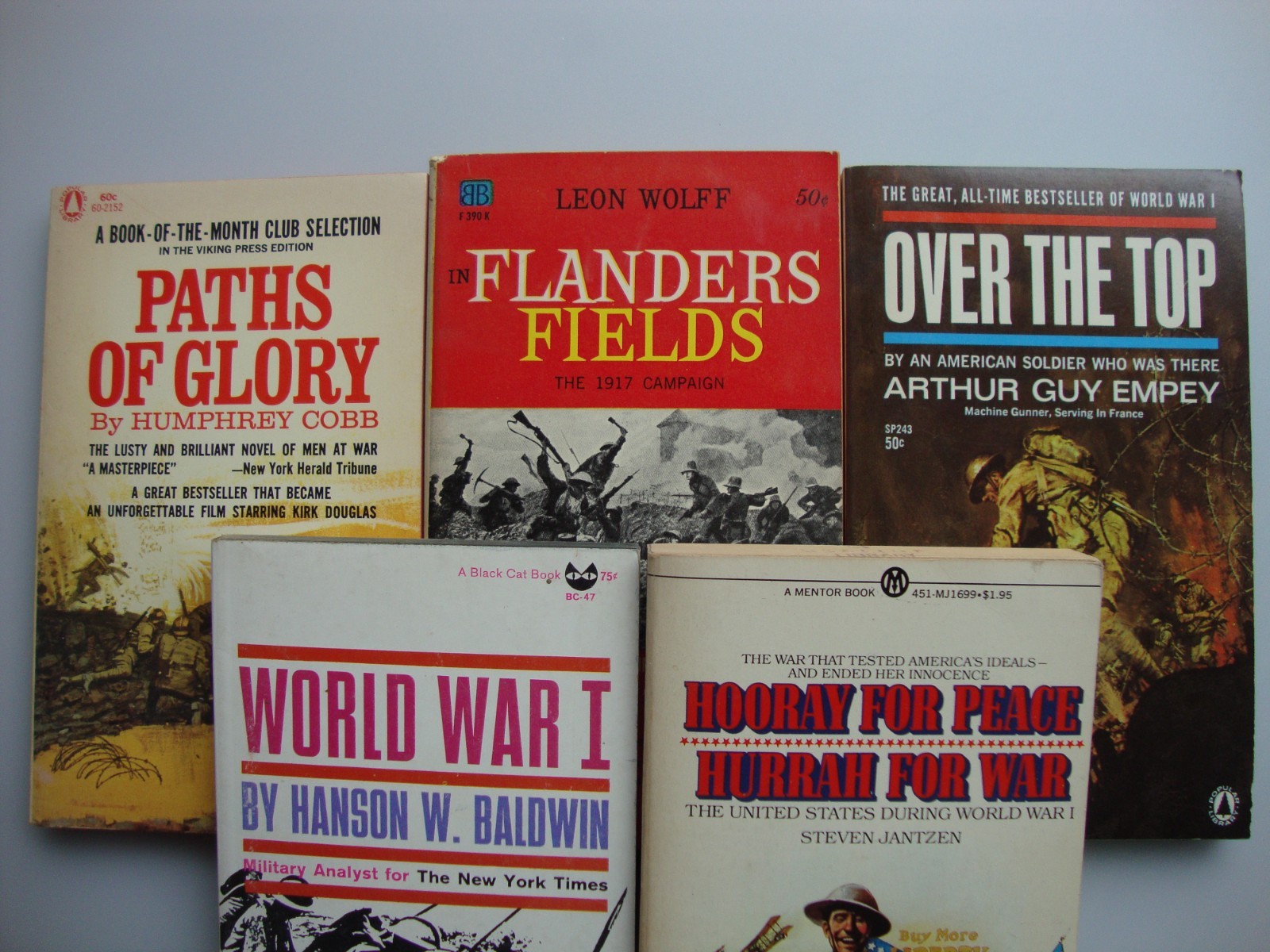 5 new WORLD WAR I paperback books PATHS GLORY, FLANDERS, PEACE non-fiction RARE