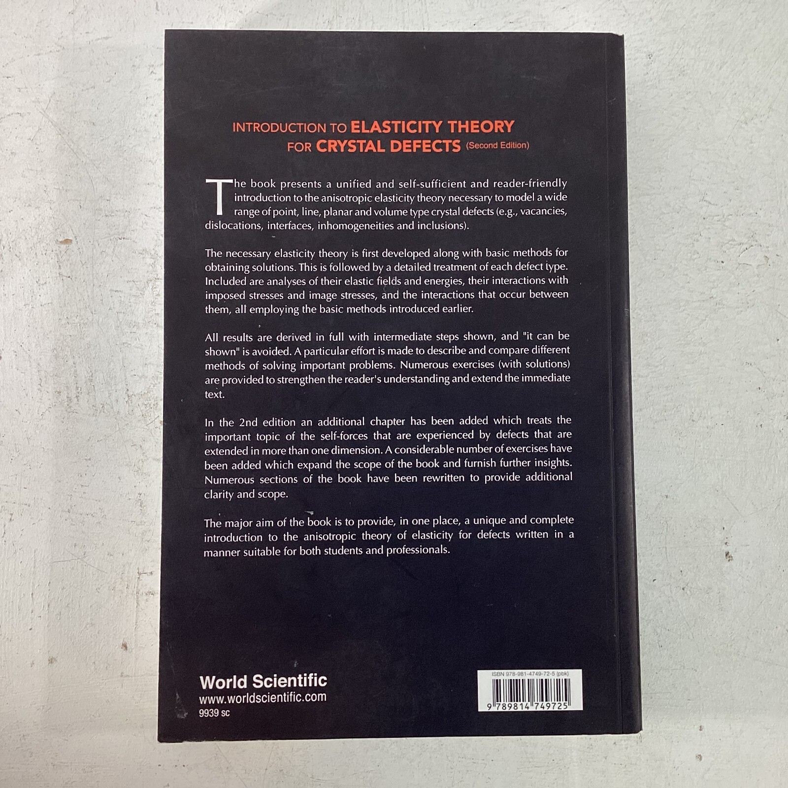 Introduction to Elasticity Theory for Crystal Defects by Robert Balluffi 2nd Ed