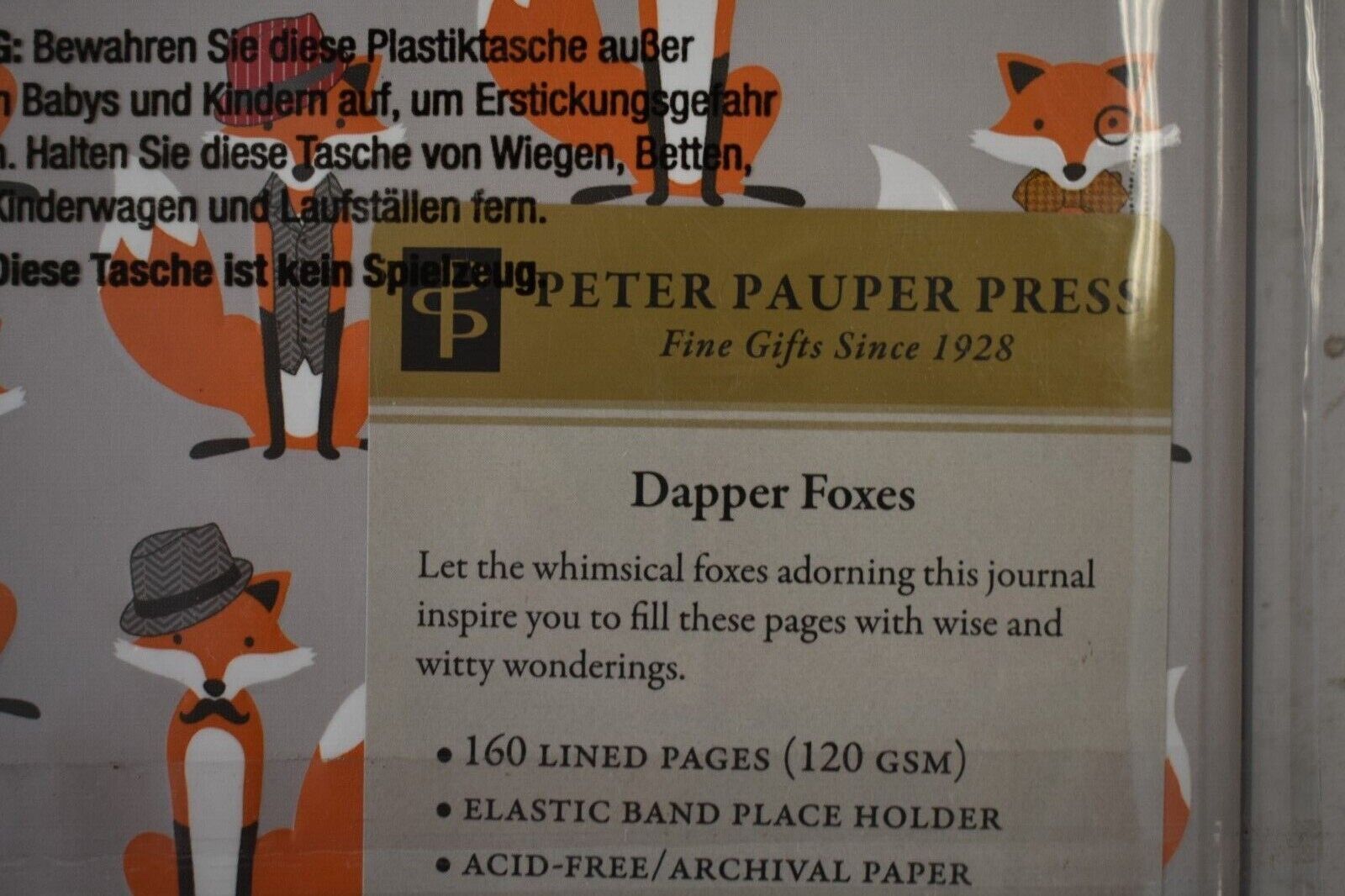 Peter Pauper Press Dapper Foxes Hardcover Journal Notebook 160 Sheet 6.2″ x 8.6″