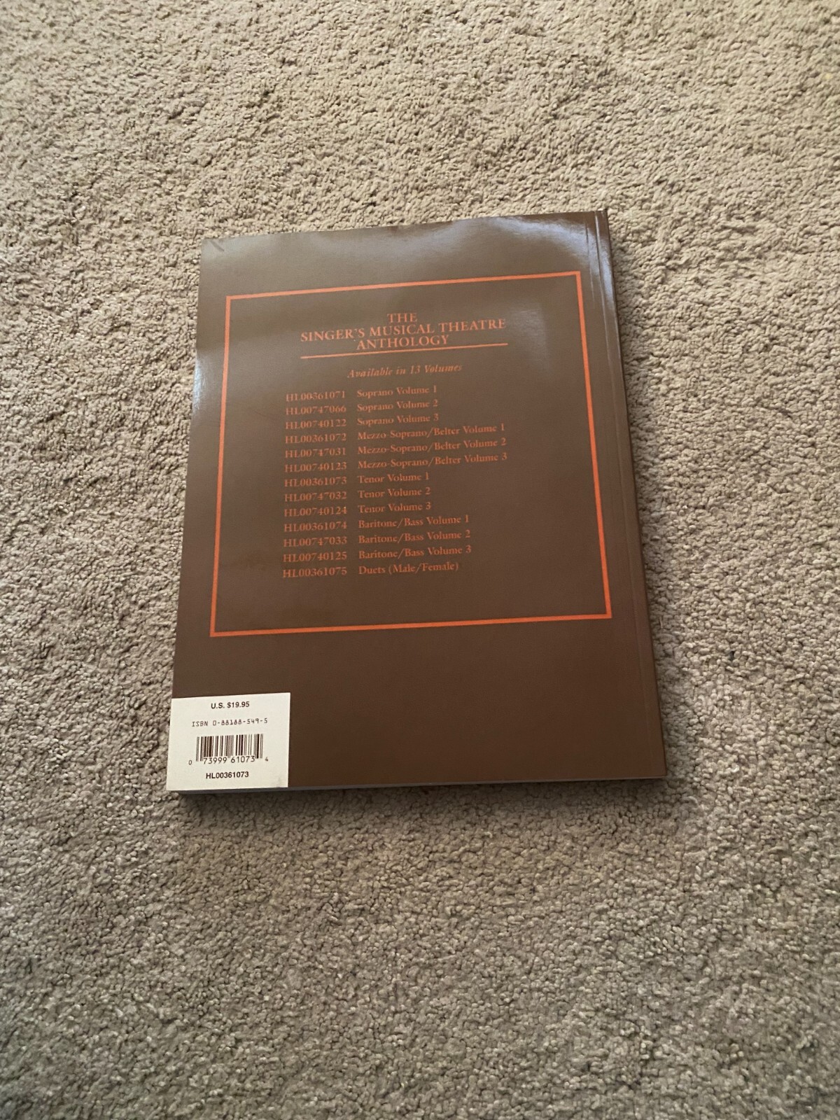 THE SINGERS MUSICAL THEATRE ANTHOLOGY BOOK VOLUME 1 REVISED EDITION