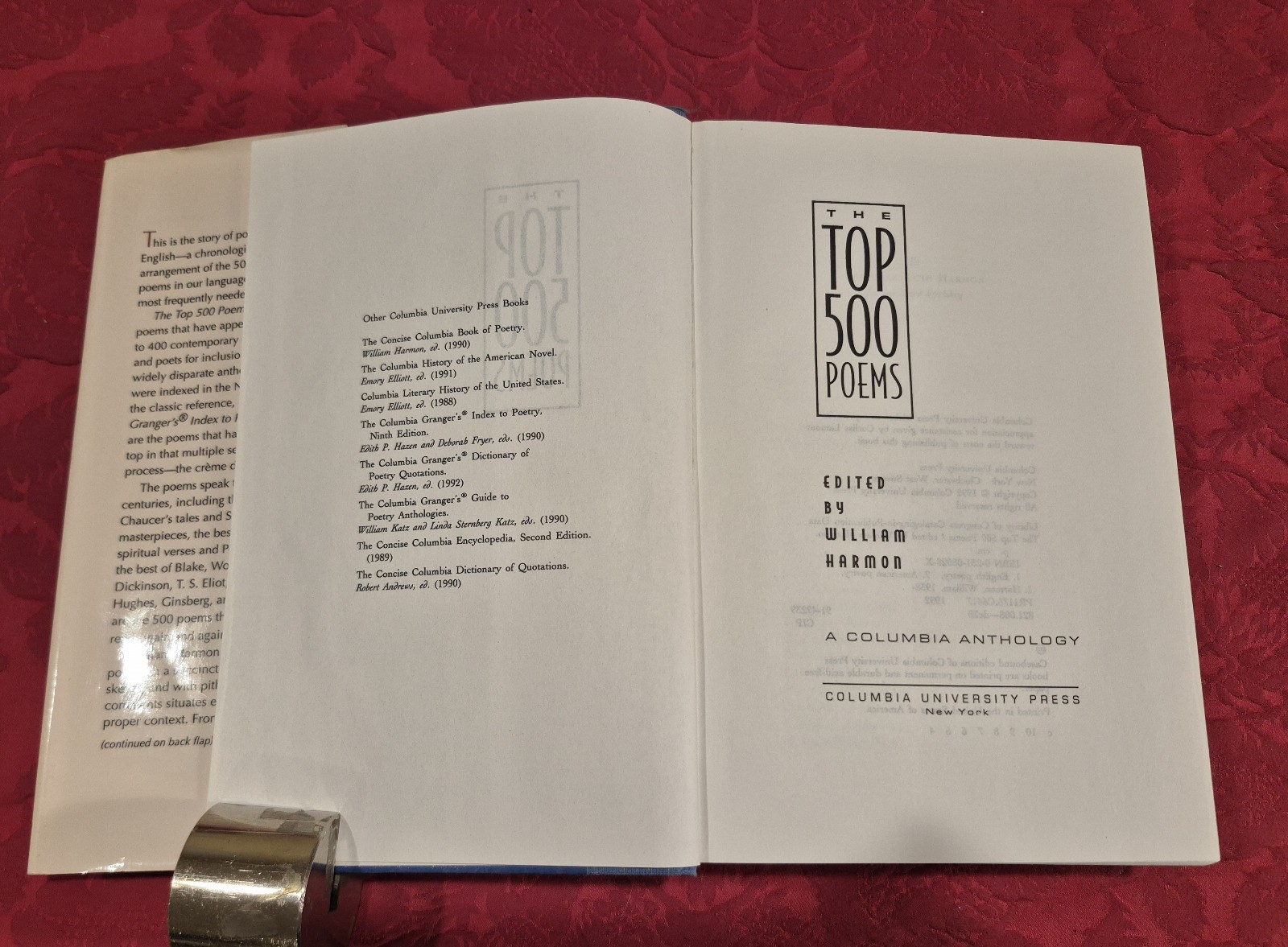 The Top 500 Poems: A Columbia Anthology – Hardcover, Dust Jacket – 1,132 pages