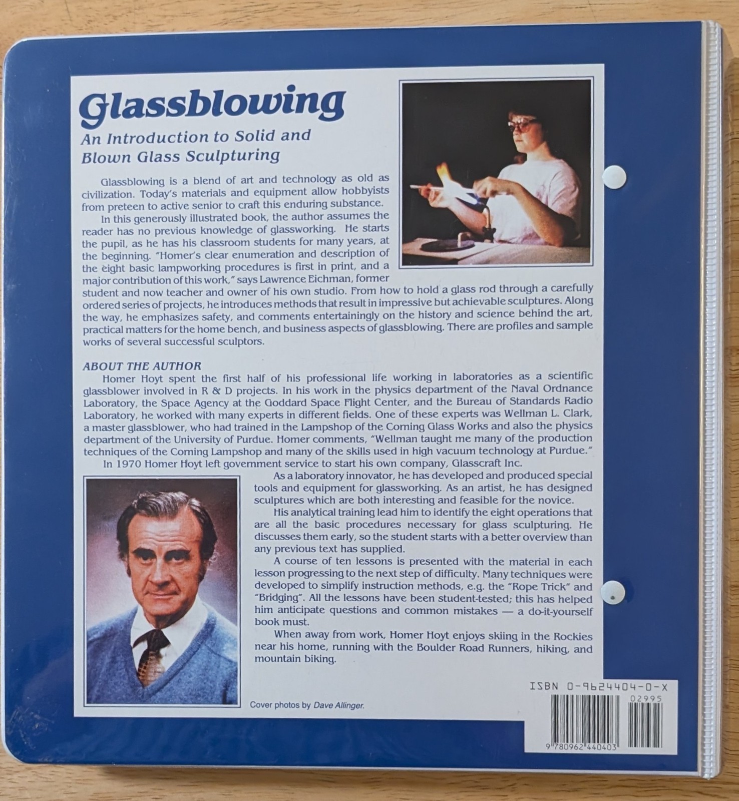 Glassblowing An Introduction to Solid & Blown Glass Homer Hoyt Spiral Bound 1989