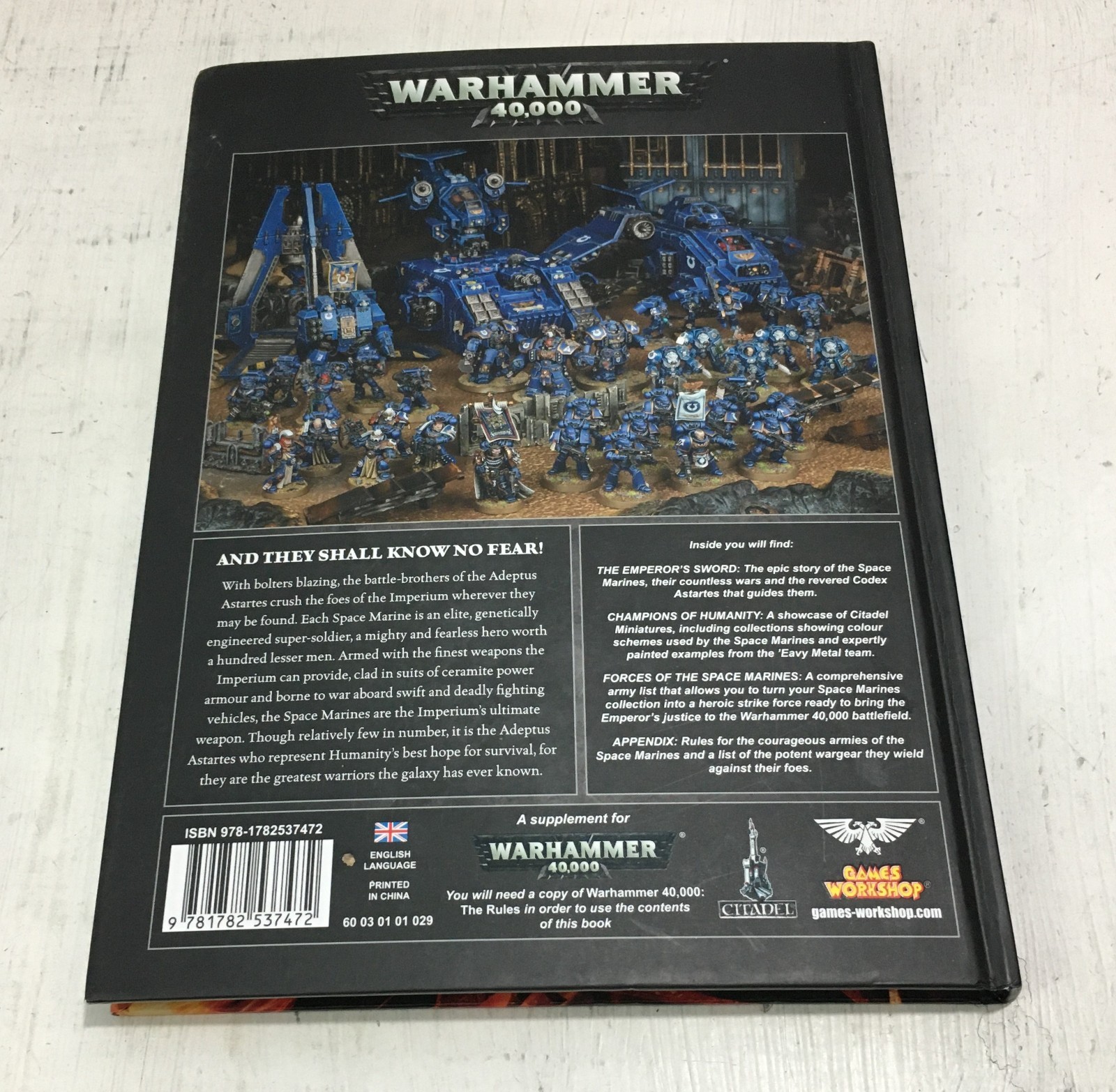 Warhammer 40,000 Codex Adeptus Astartes Space Marines Games Workshop HARDCOVER