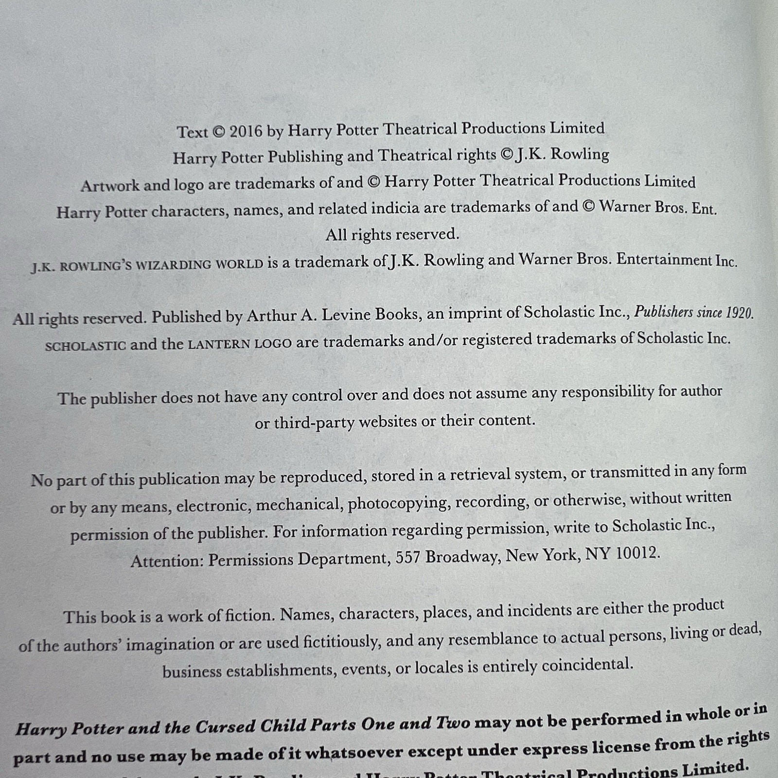 Harry Potter and the Cursed Child 1 & 2 Special Rehearsal Edition Script Book