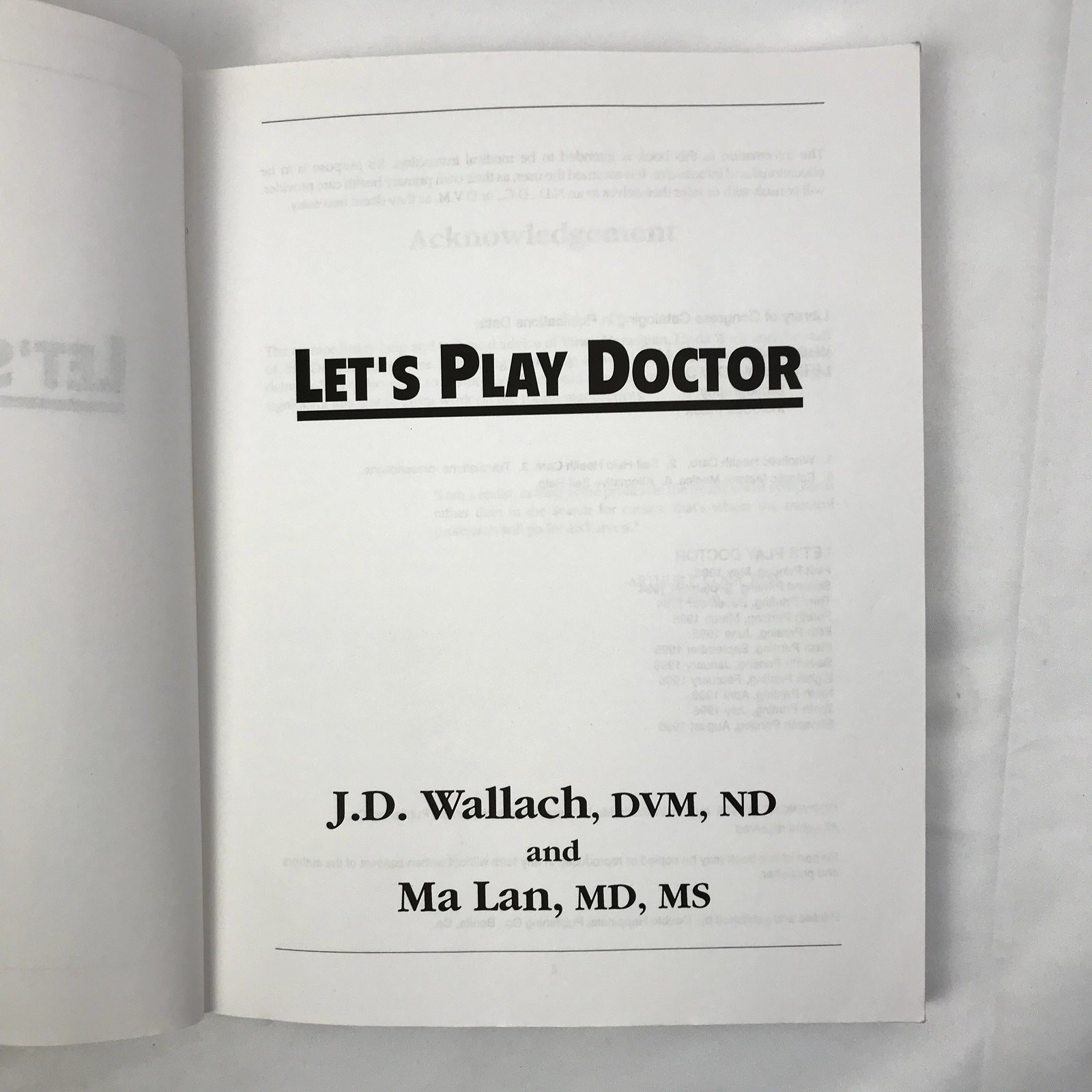 Let’s Play Doctor Paperback Illustrated Book by Joel D. Wallach and Ma Lan 1996