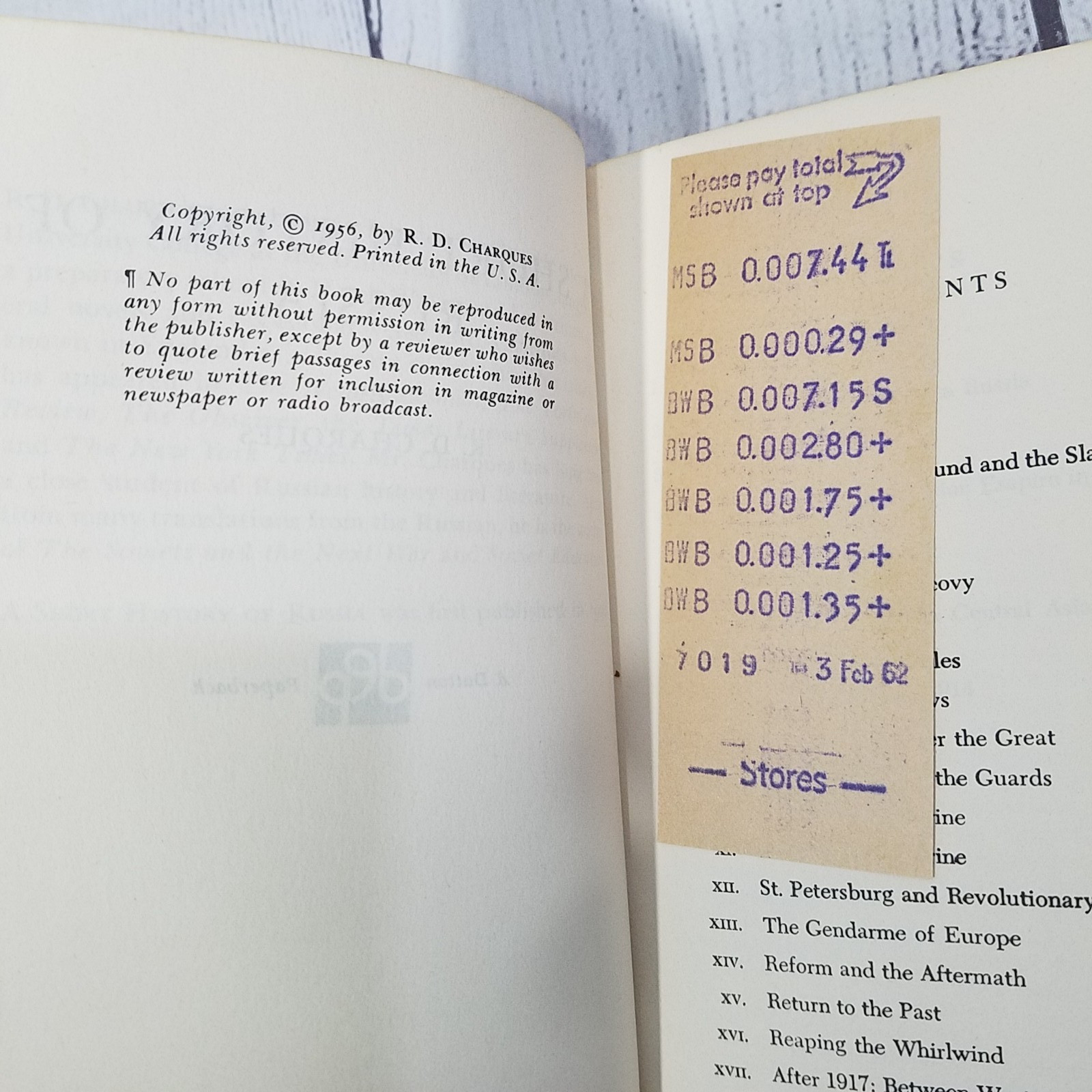 A Short History Of Russia Paperback Book by R.D. Charques from Dutton 1956