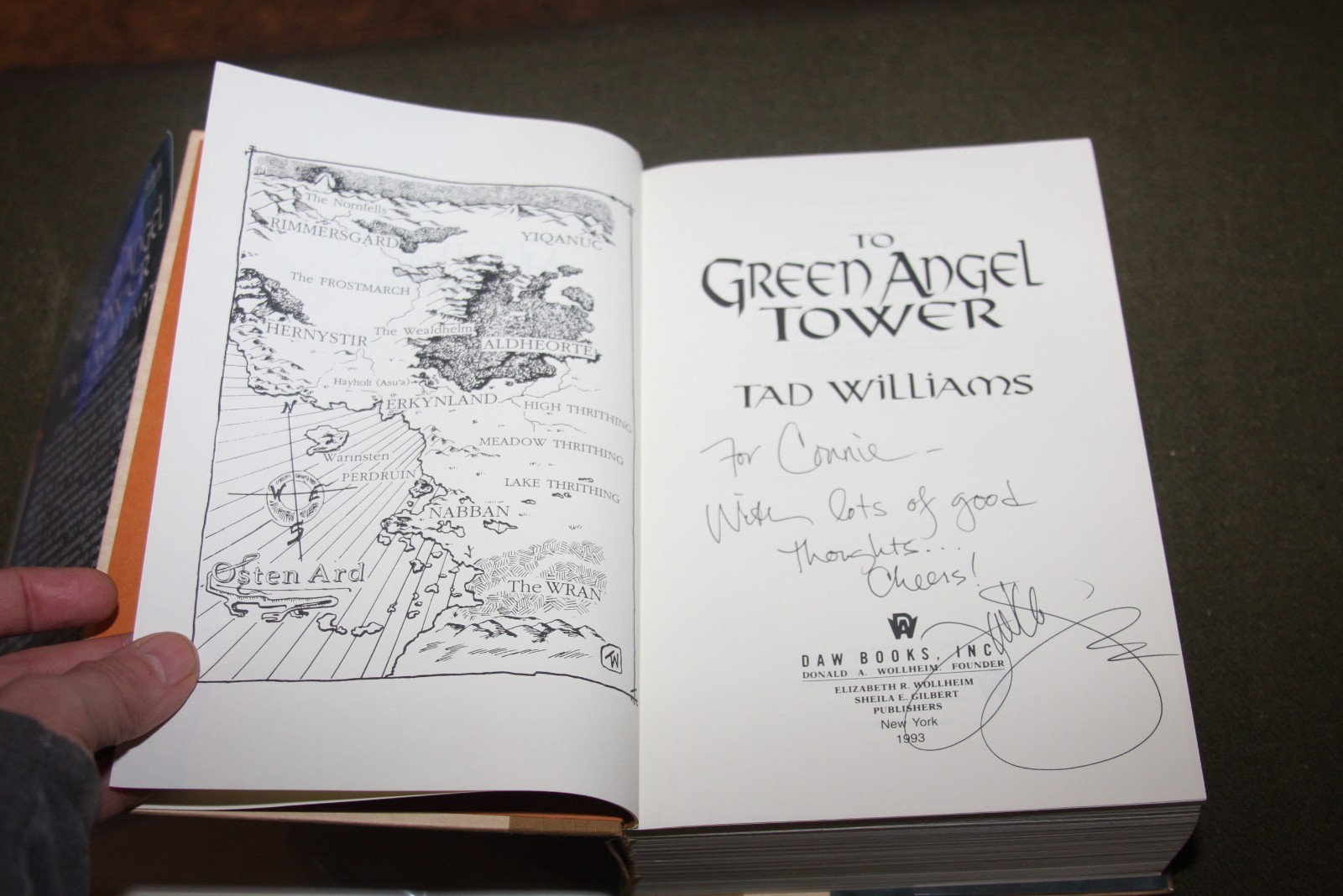 To Green Angel Tower by Tad Williams 1993 HC 1st/1st – Signed w/ Inscription