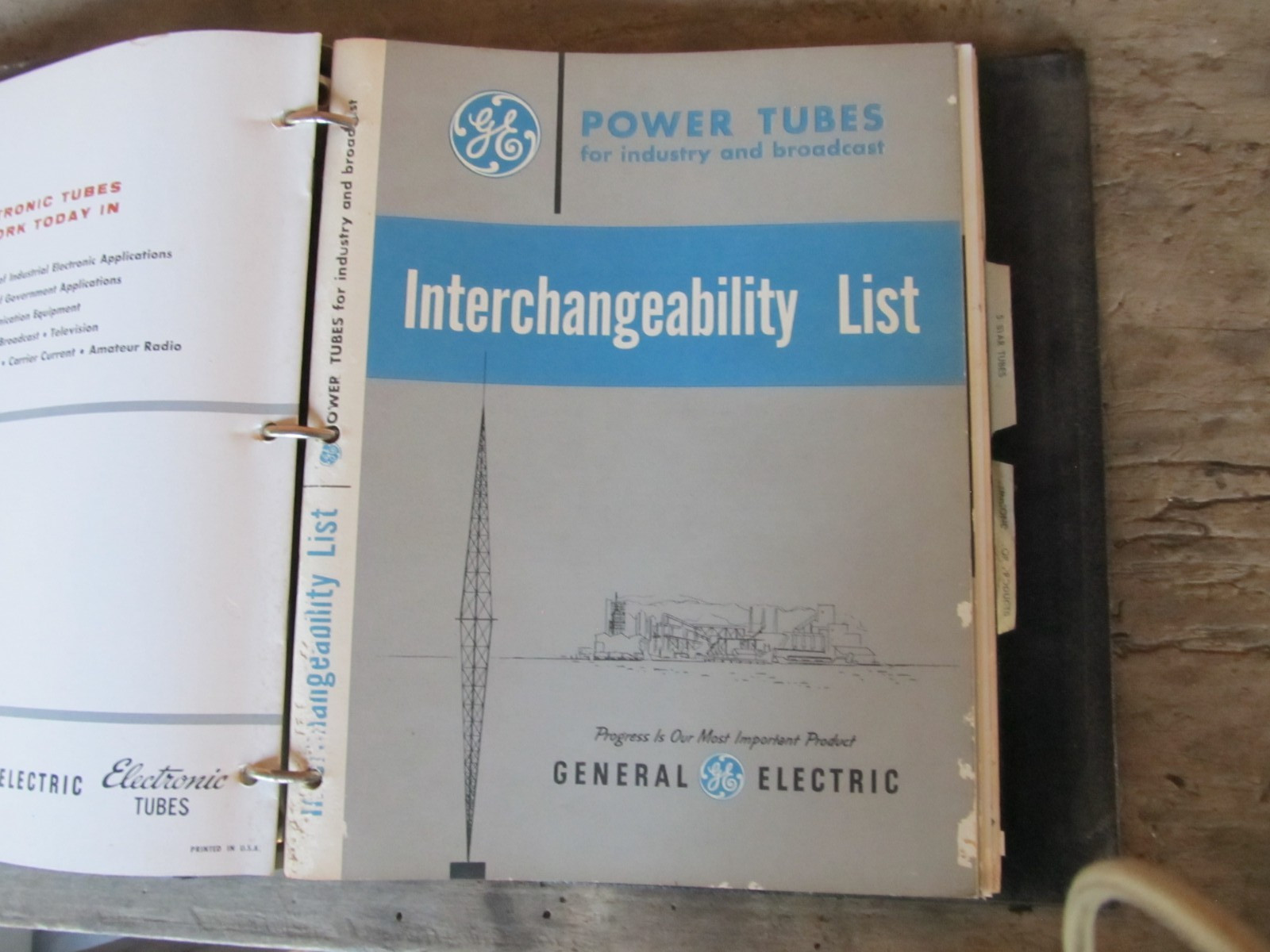 General Electric Catalog Binder 1956 Industrial Illustrated GE Orthicon Tubes +