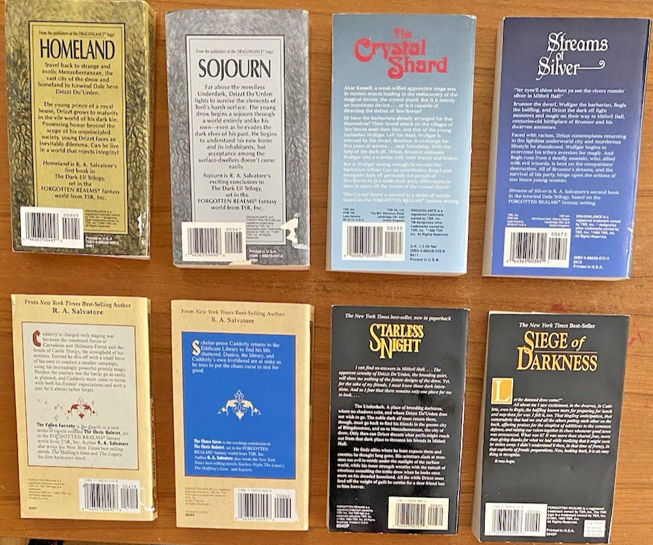 Forgotten Realms Mixed Lot of 8 Different Paperback Books by R.A Salvatore
