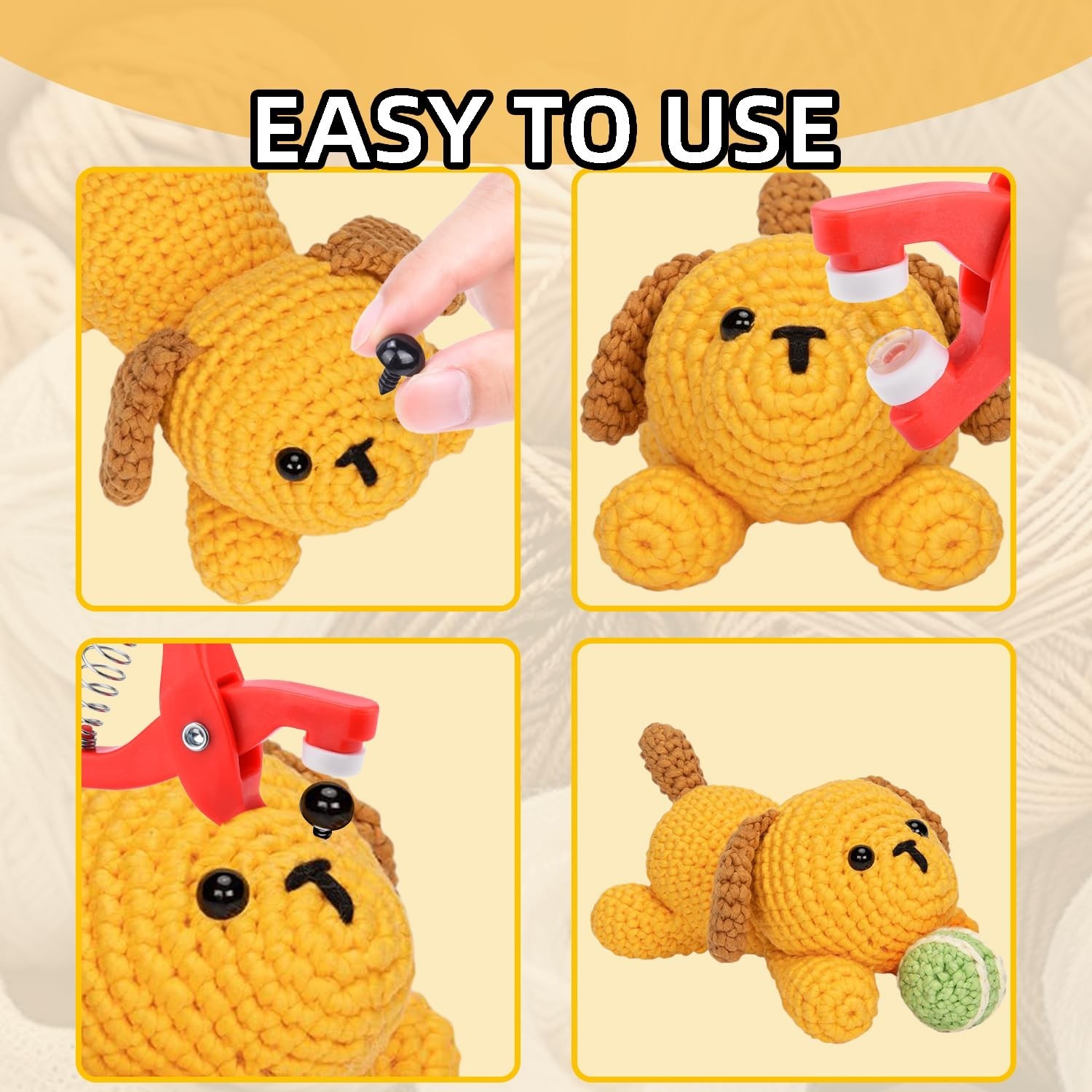 567 Pcs Safety Eyes & Noses Set for Amigurumi, 5 Sizes + 6 Types, Includes Washe