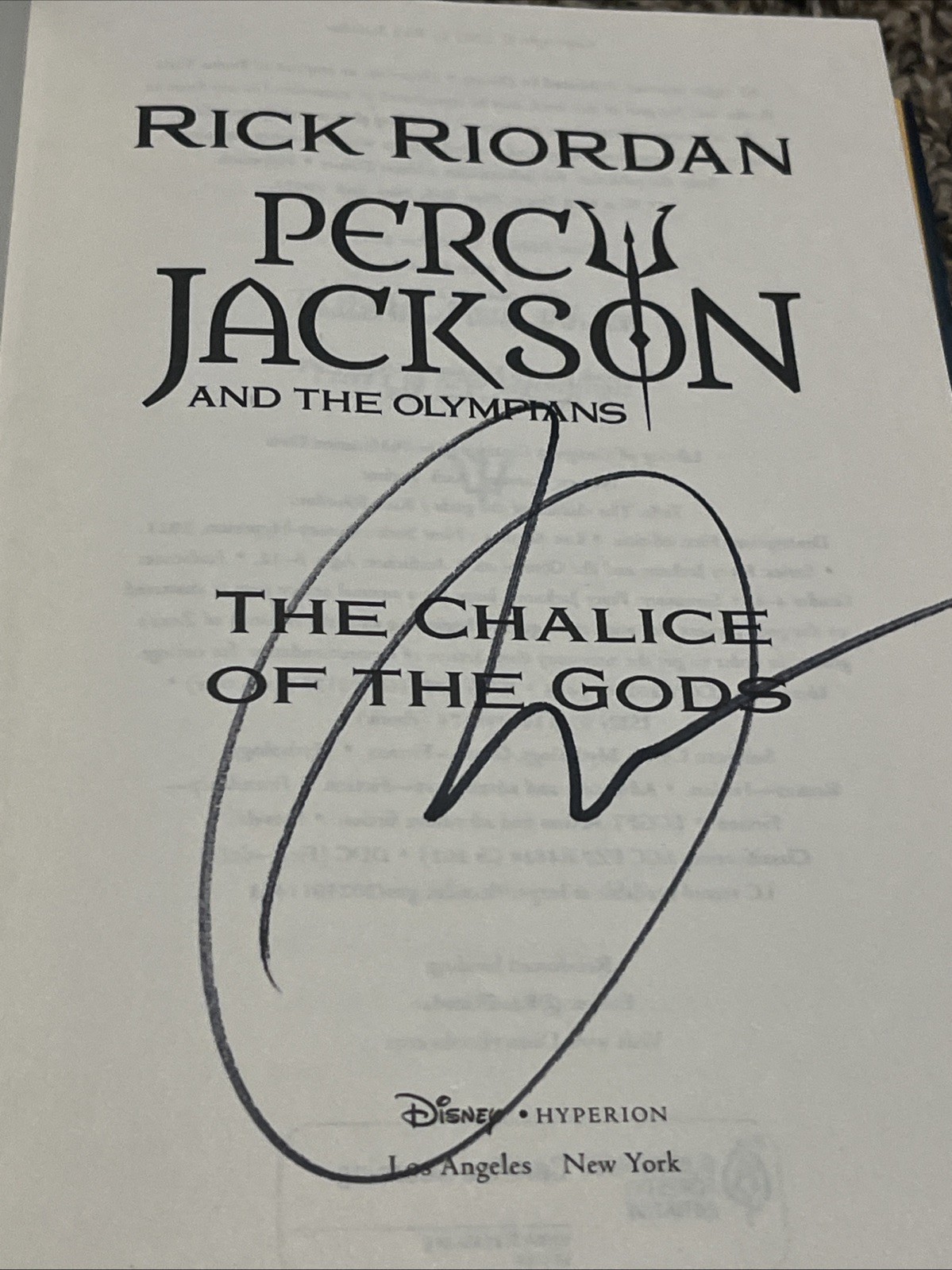 Rick Riordan *SIGNED* The Chalice of the Gods Book – Disney – Percy Jackson