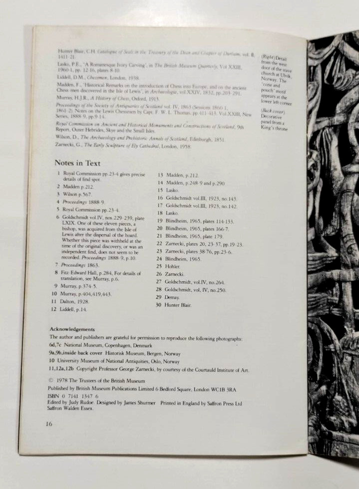 THE LEWIS CHESSMEN BY MICHAEL TAYLOR (PAMPHLET-BRITISH MUSEUM 1978