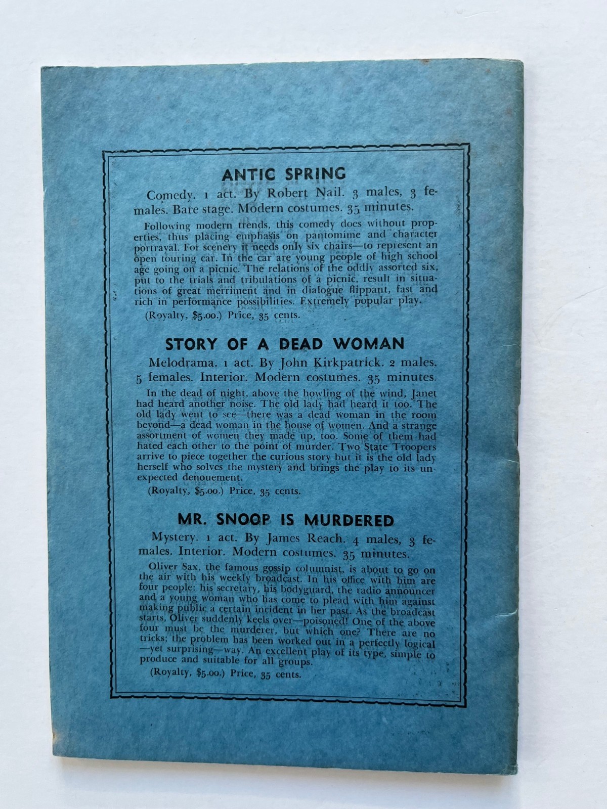 THE SIGN of FOUR Sherlock Holmes adventure ~ one act play 1937 Samuel French