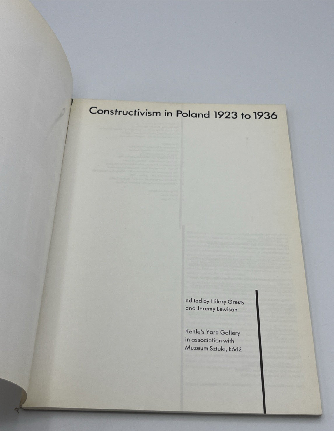 Constructivism in Poland 1923 to 1936 Hilary Gresty Jeremy Lewison PB 1984